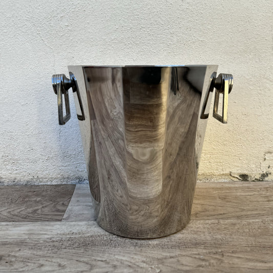 French Silver Ice Bucket Champagne Wine Cooler Wood Grain Pattern 0905245 Unbranded