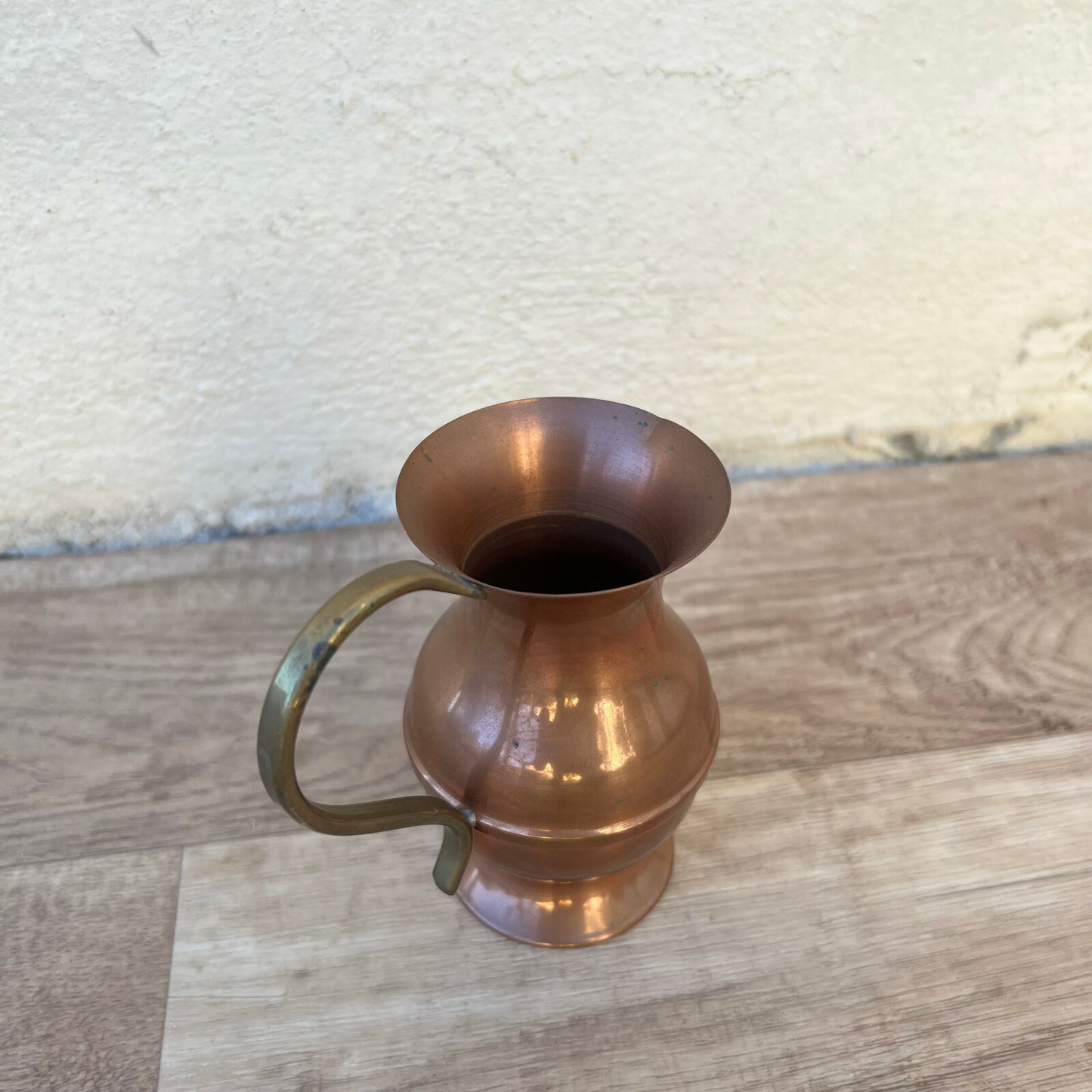 French Copper Pitcher Villedieu Vintage Brass Handle Small Jug 1203224 Villedieu