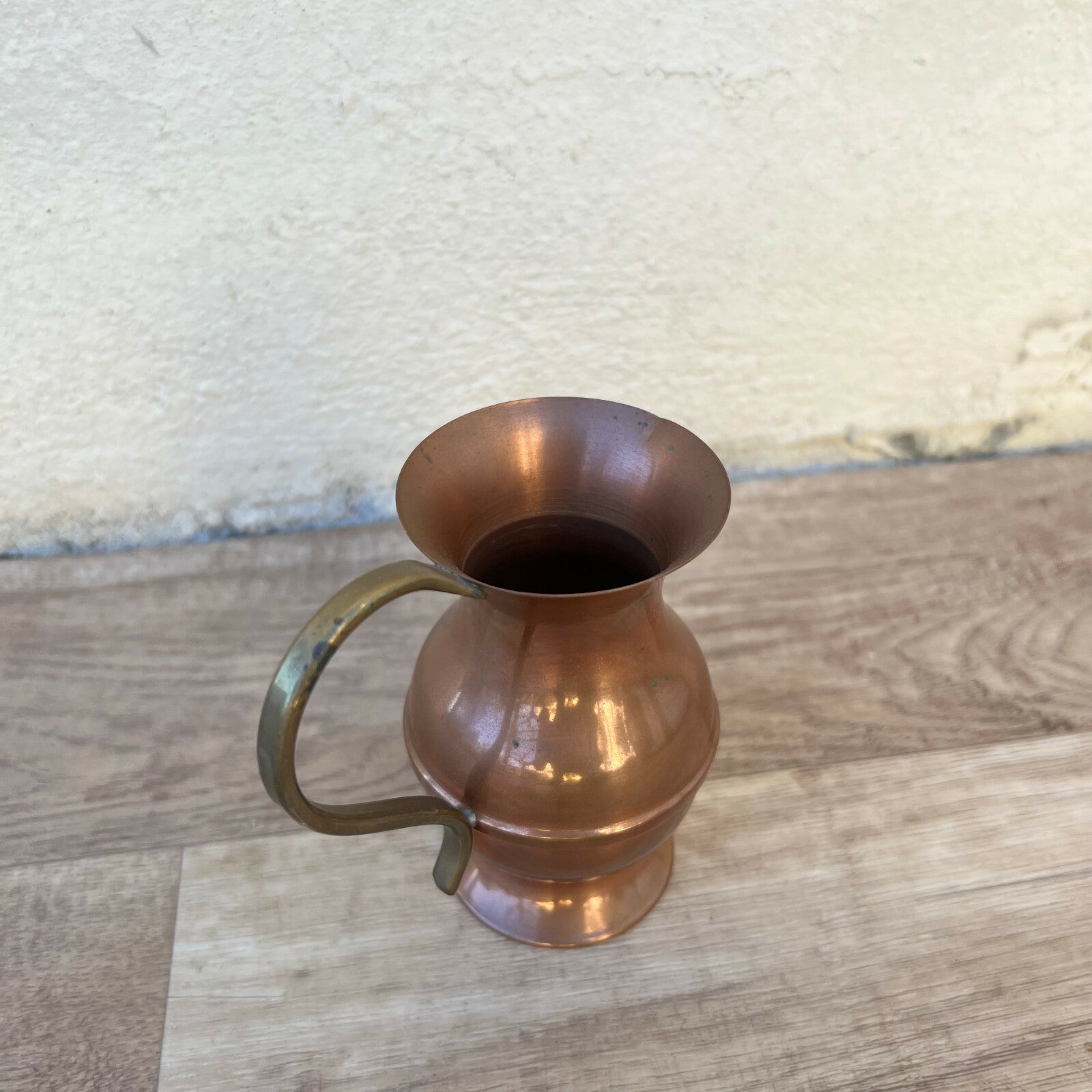 French Copper Pitcher Villedieu Vintage Brass Handle Small Jug 1203224 Villedieu