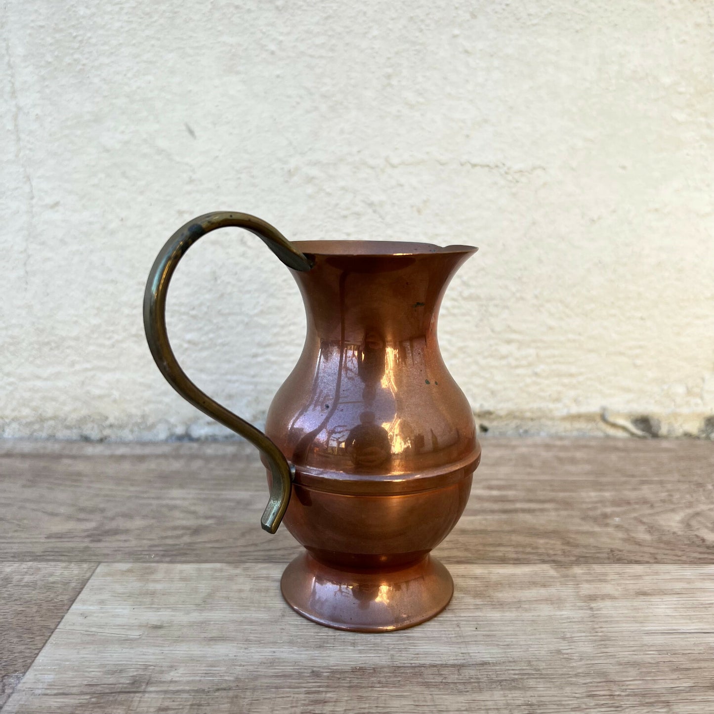 French Copper Pitcher Villedieu Vintage Brass Handle Small Jug 1203224 Villedieu