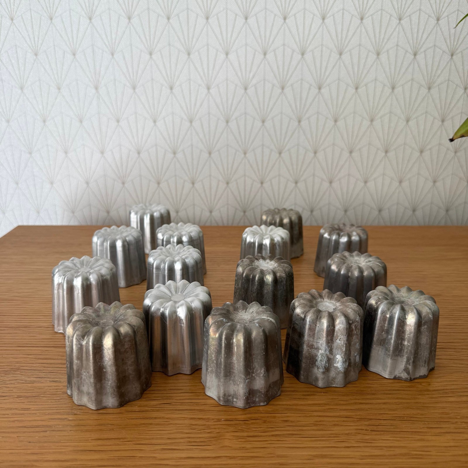 Vintage French Cannele Molds Aluminum Bordeaux Baking Set 13pc 090927 Does not apply