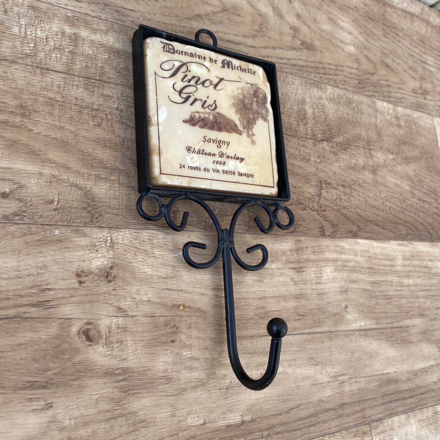 French Wine Kitchen Hook Pinot Gris Metal Towel Rack Hanger Vintage 05082219 Unbranded