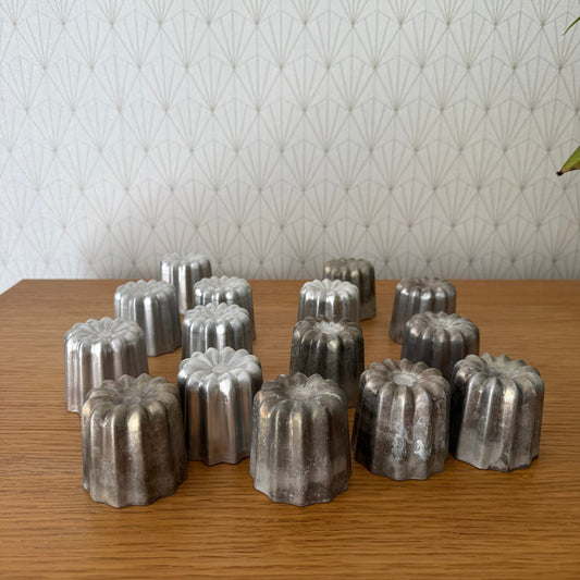 Vintage French Cannele Molds Aluminum Bordeaux Baking Set 13pc 090927 Does not apply