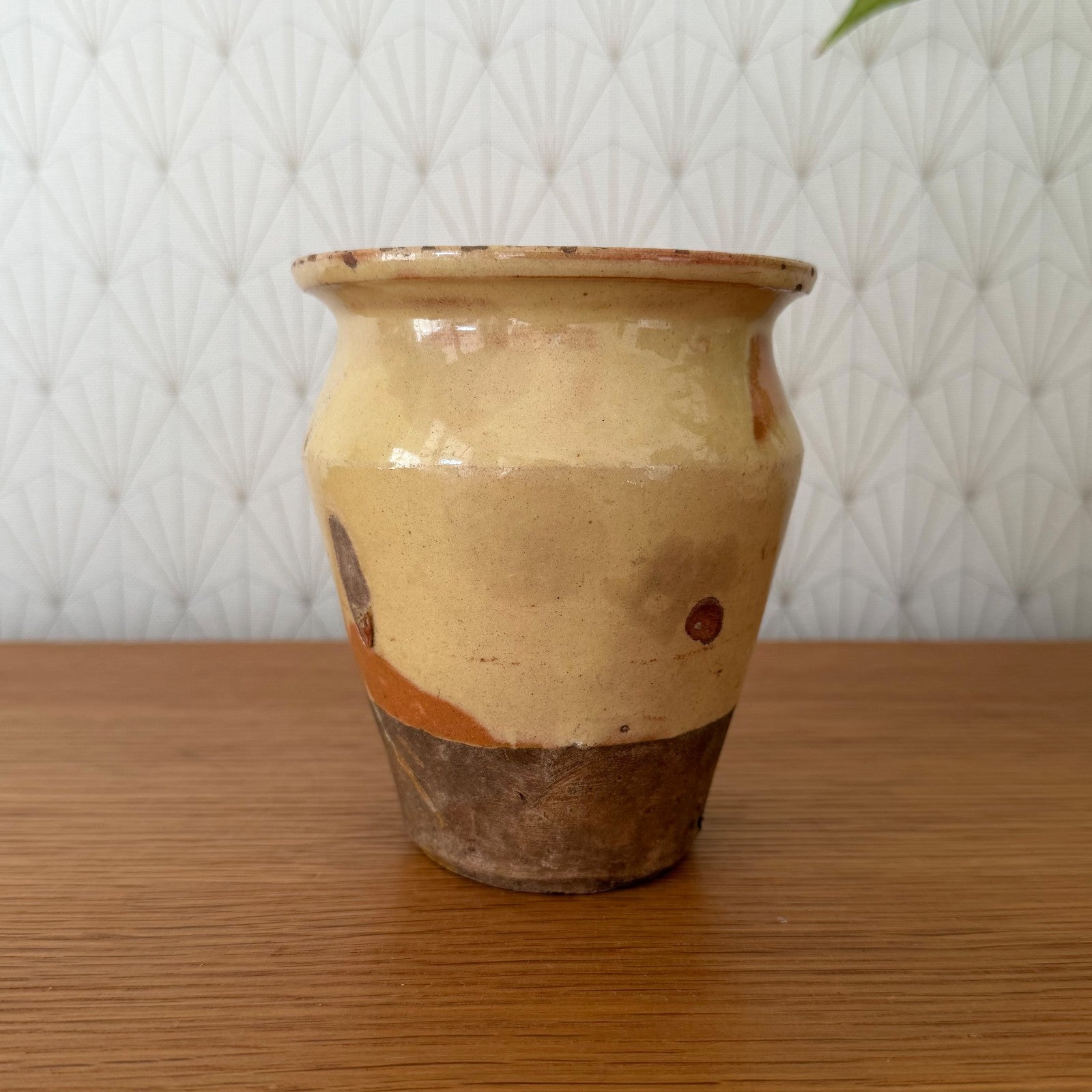 French Confit Pot Antique Mustard Terracotta Yellow Glaze 2101264 Unmarked