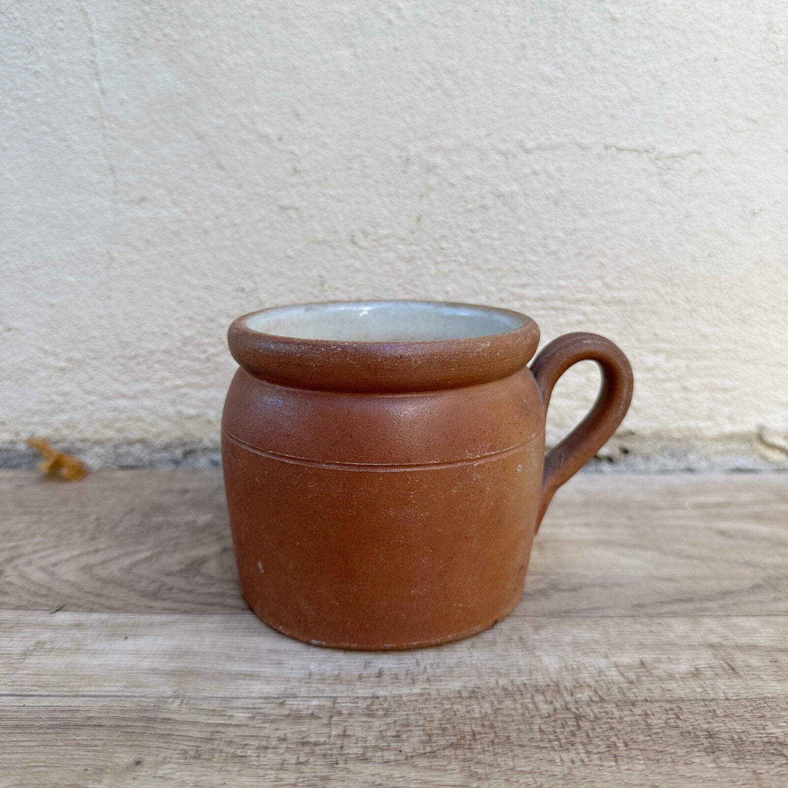 FRENCH VINTAGE confit jug mug cup glazed brown 01112321 - Fleamarketfrance