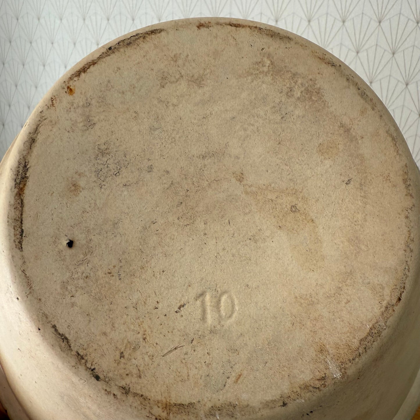 VINTAGE FRENCH GLAZED STONEWARE DIGOIN MIXING BOWL TERRINE TIAN 12 1/4" 1906254