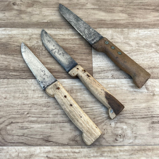 set of 3 french vintage butcher kitchen knife knives from France  24112417 - Fleamarketfrance