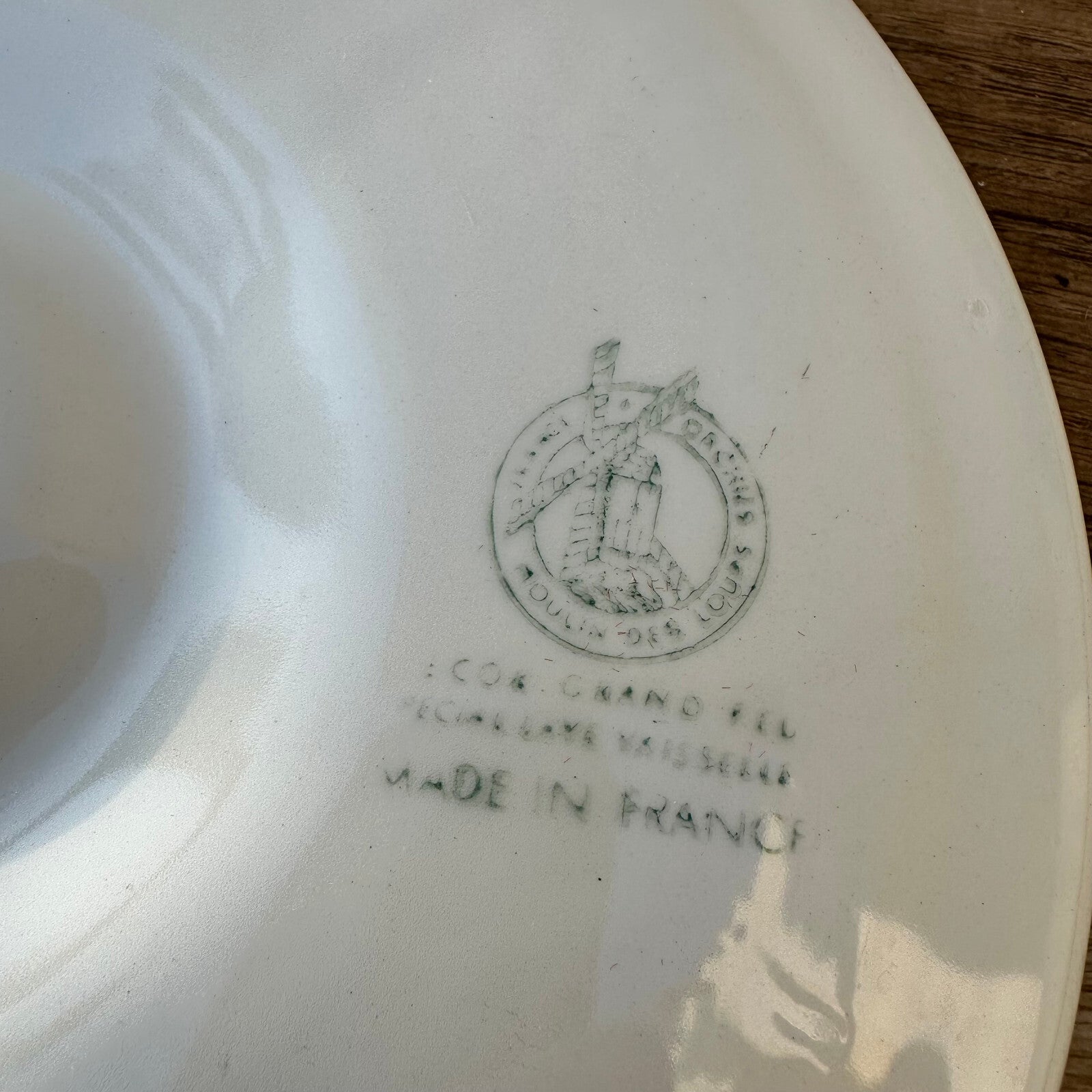 French Faience Oyster Plate Moulin Des Loups Green Vintage 17122210 moulin des loups