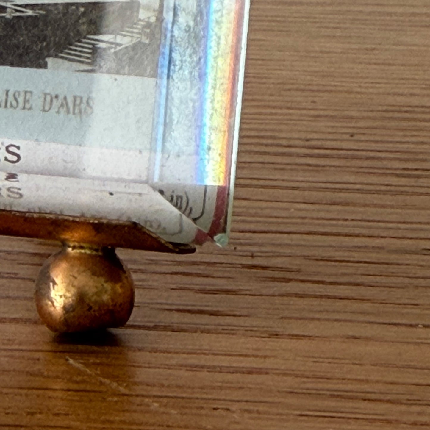French Antique Brass Ribbon Bow Beveled Glass Photo Frame Cure d'Ars 27062612 Fleamarketfrance