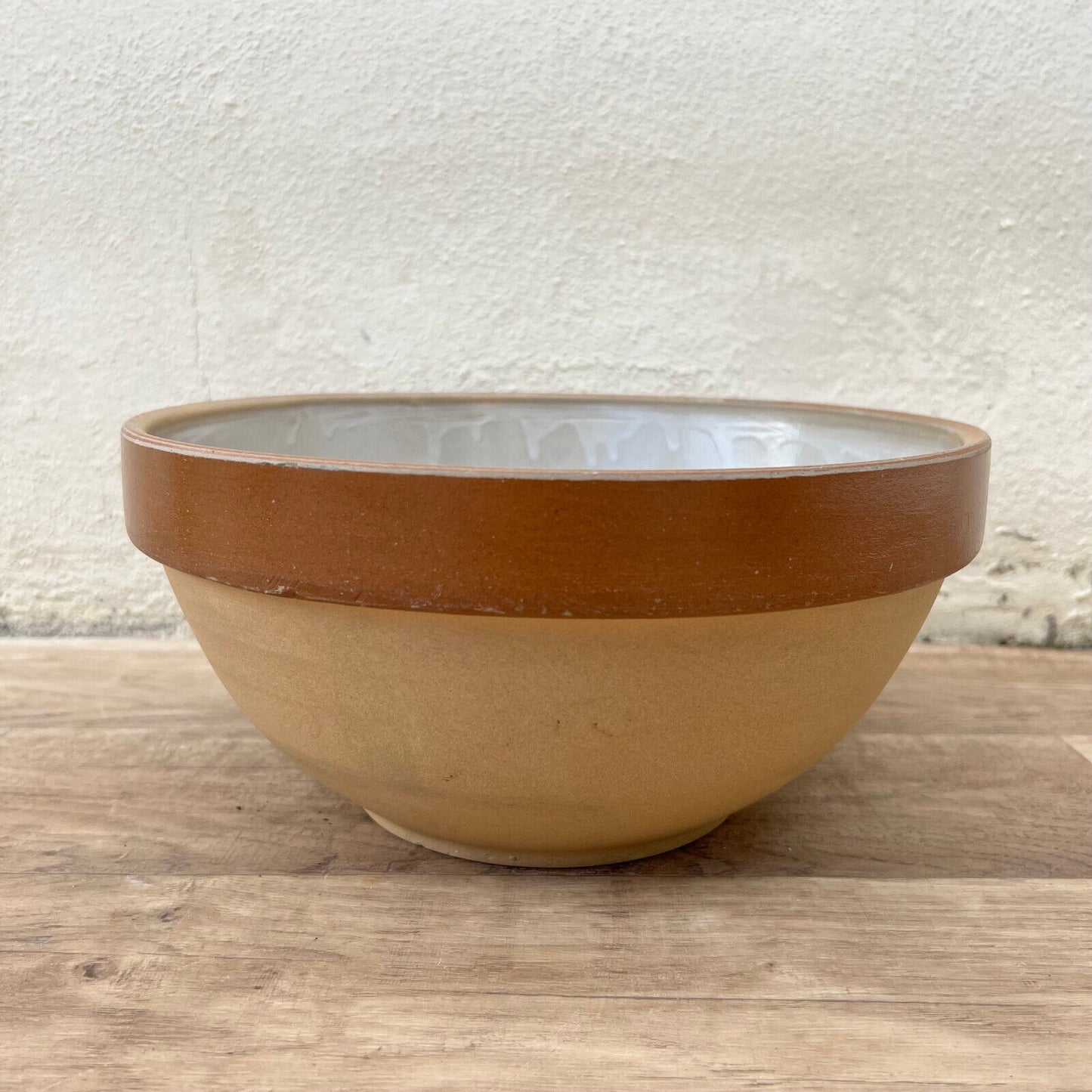 VINTAGE FRENCH STONEWARE SALAD MIXING BOWL TERRINE TIAN 11" 02102210 - Fleamarketfrance