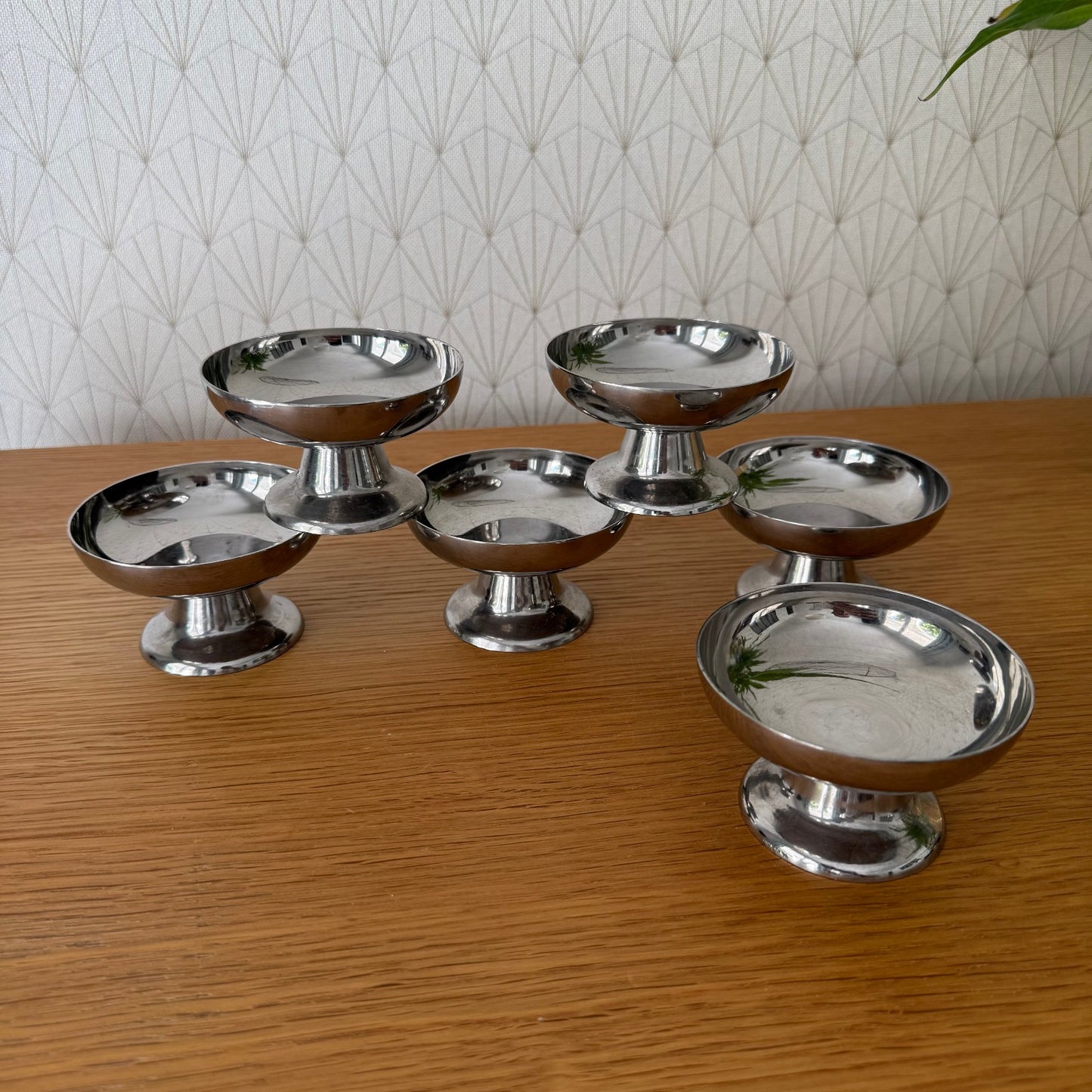 Set Of 6 Vintage Inox European Stainless Goblet Ice Cream Cup 04092512