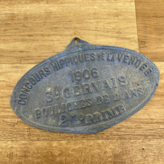 French Horse Racing Plaque 1906 Vendee Agricultural Award Vintage 1909246 Fleamarketfrance