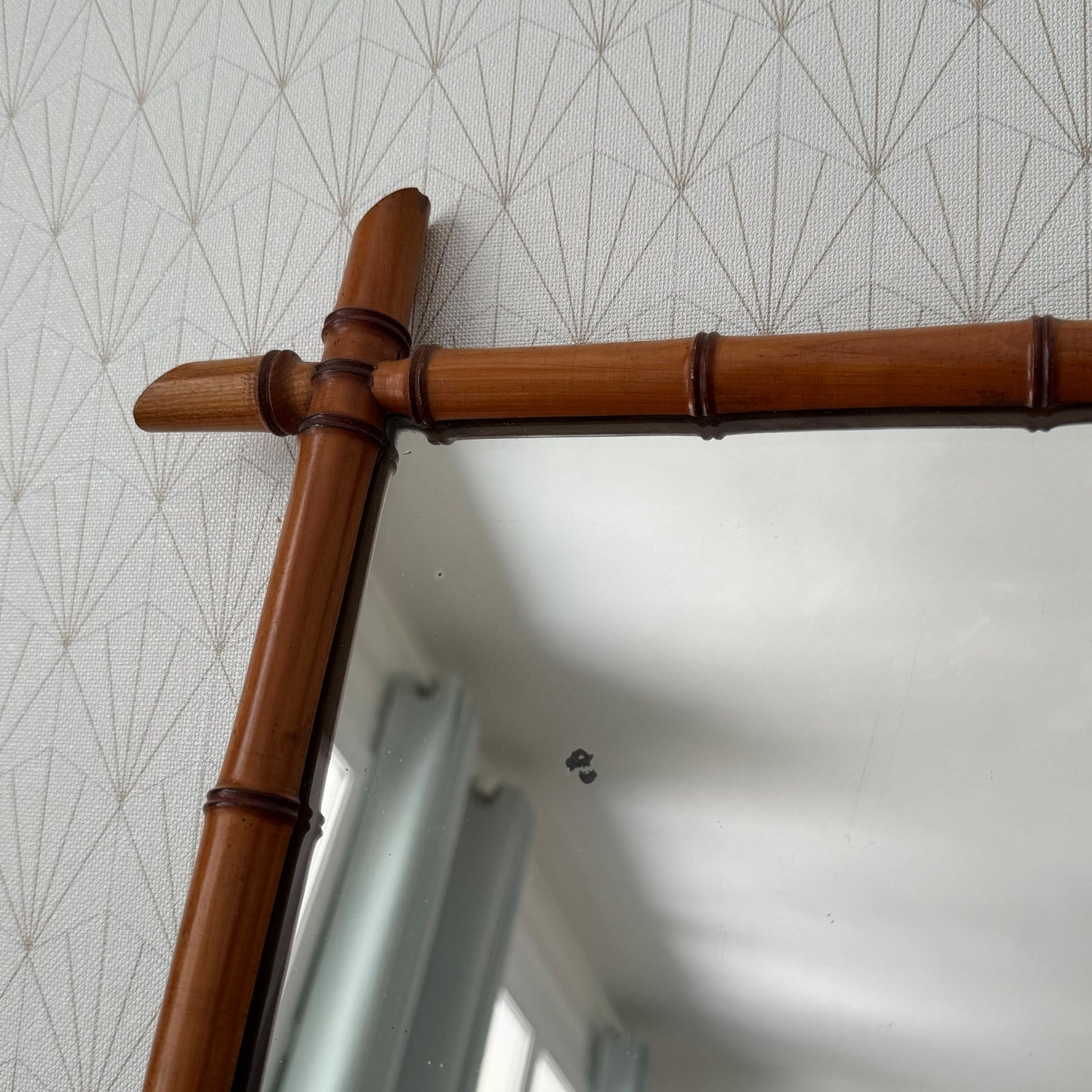 Vintage French Faux Bamboo Wall Mirror Wood Frame 1906262 Fleamarketfrance