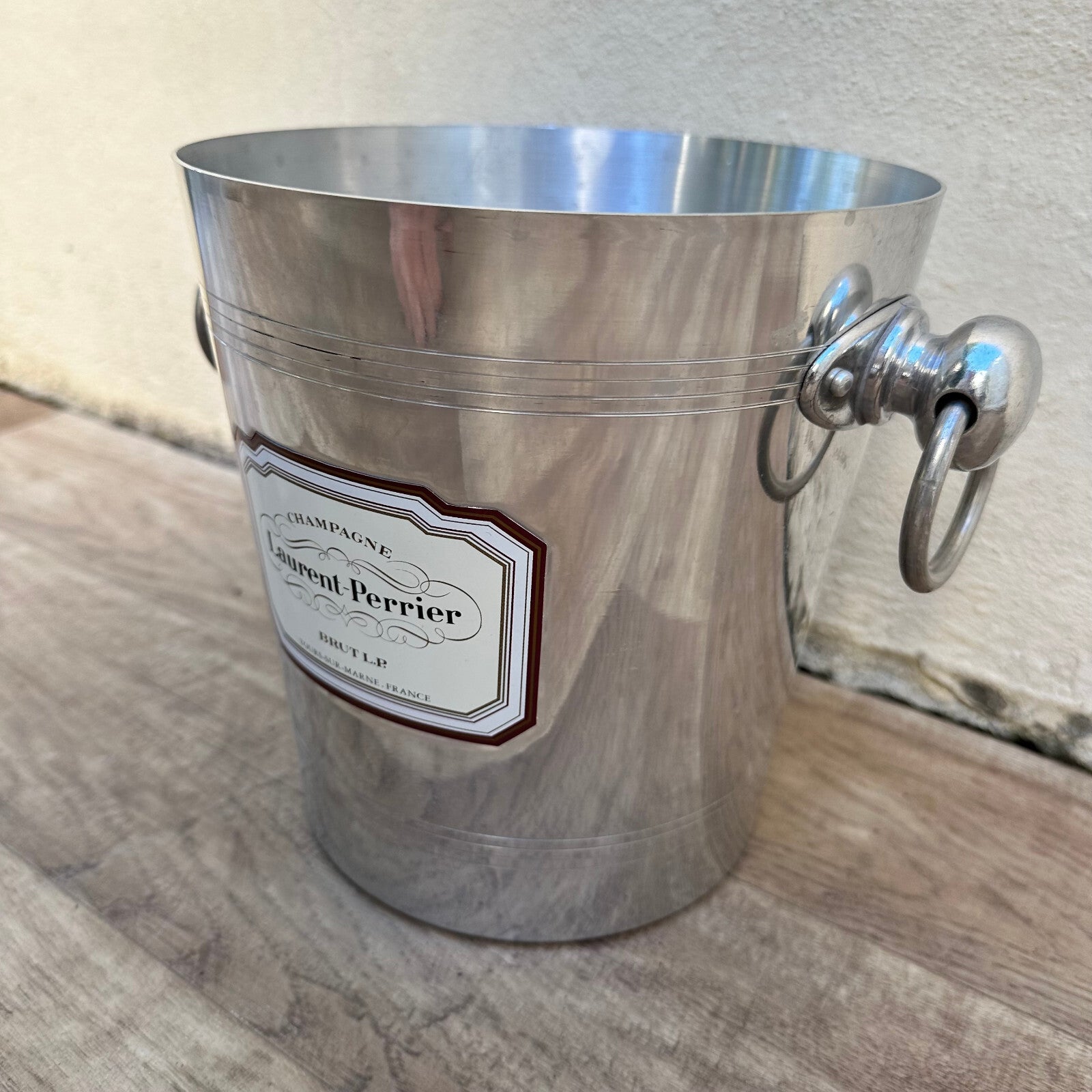 Vintage Laurent Perrier Champagne Ice Bucket French Stainless Steel 2109236 Fleamarketfrance