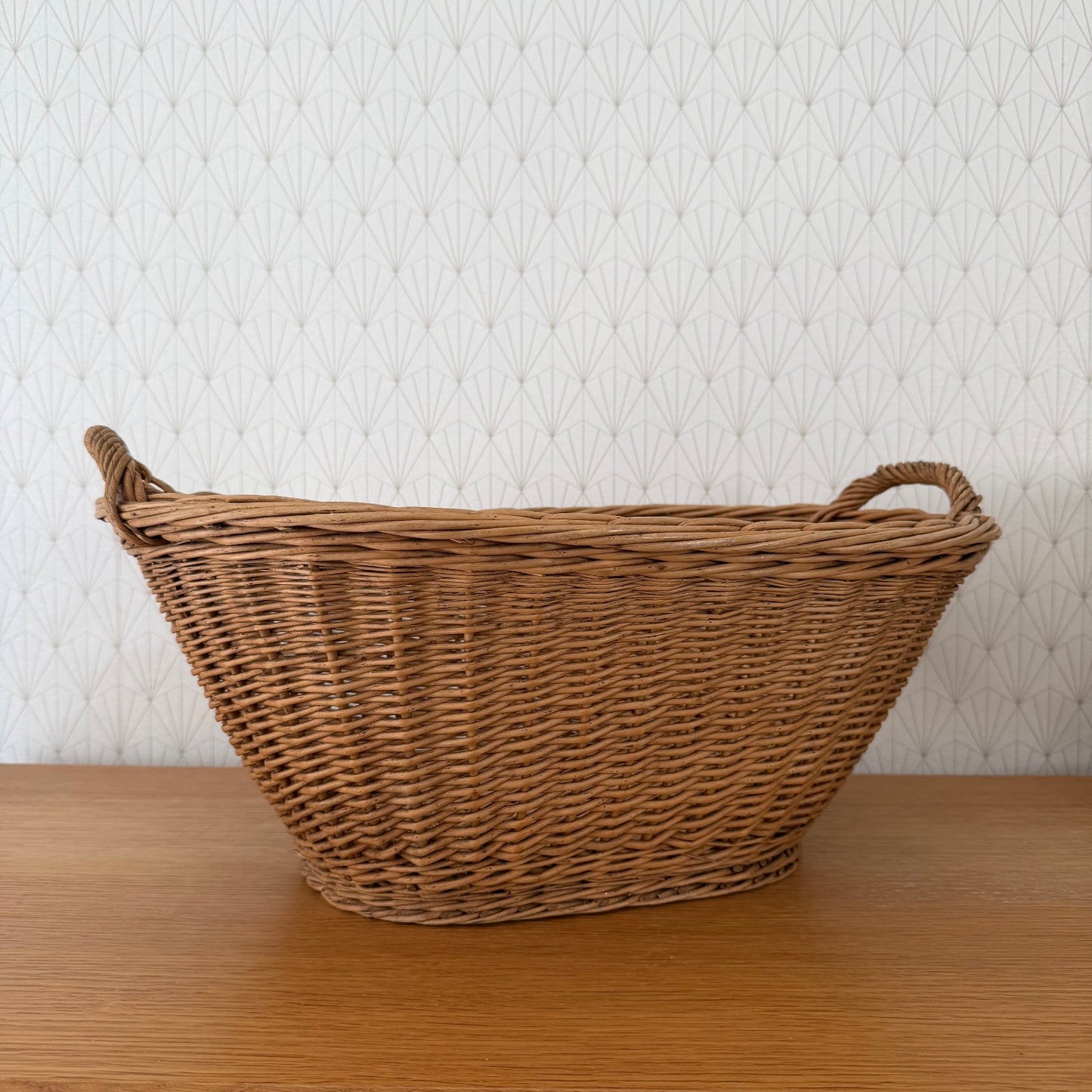 French Wicker Laundry Basket Vintage Rattan Storage Handles 140826 Unbranded