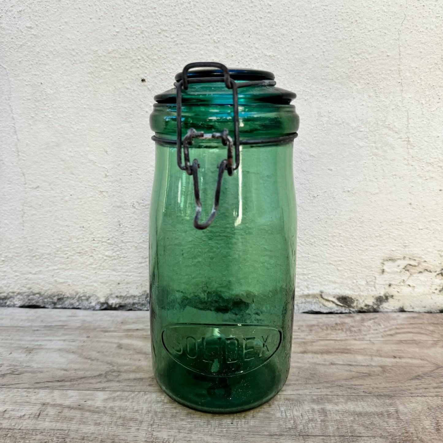 Vintage French Preserving Jar L'Ideal Green Glass Wire Bail 18102312 Fleamarketfrance