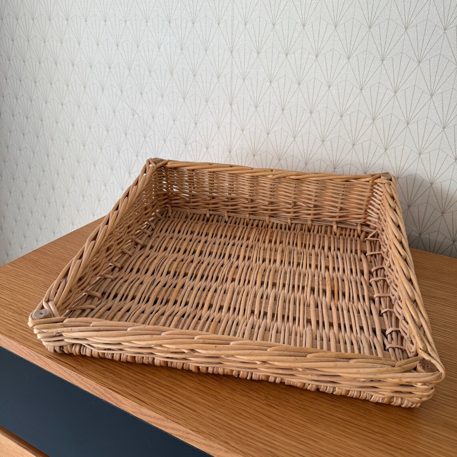 Vintage French Wicker Basket Vintage rattan bakery display bread 0211246 - Fleamarketfrance