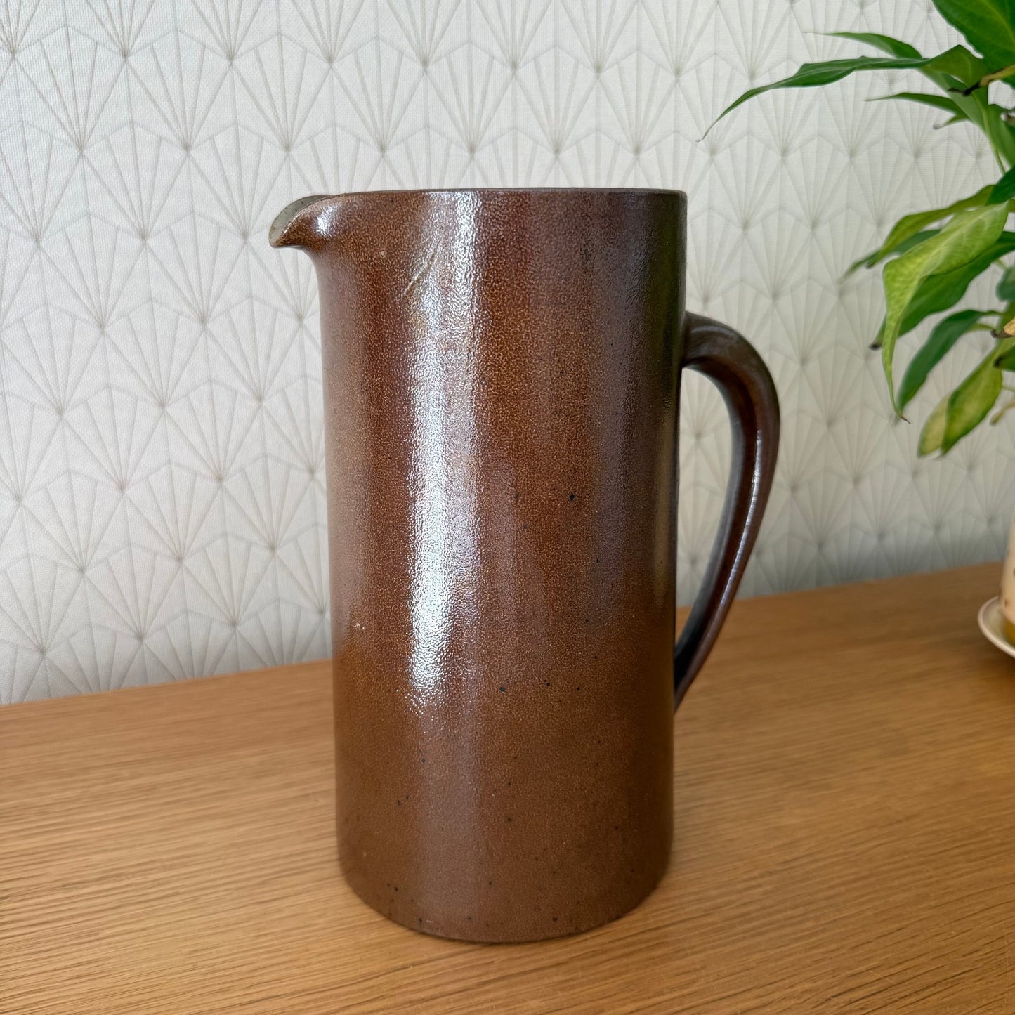 French VINTAGE STONEWARE brown pitcher 2608254