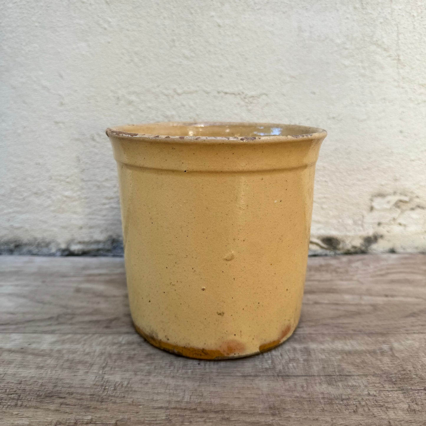 Antique French Confit Pot Yellow Glazed Terracotta Pottery 1810238 Unmarked