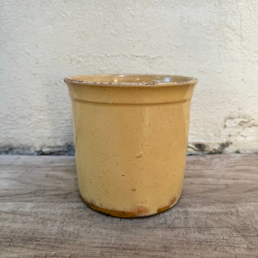 Antique French Confit Pot Yellow Glazed Terracotta Pottery 1810238 Unmarked