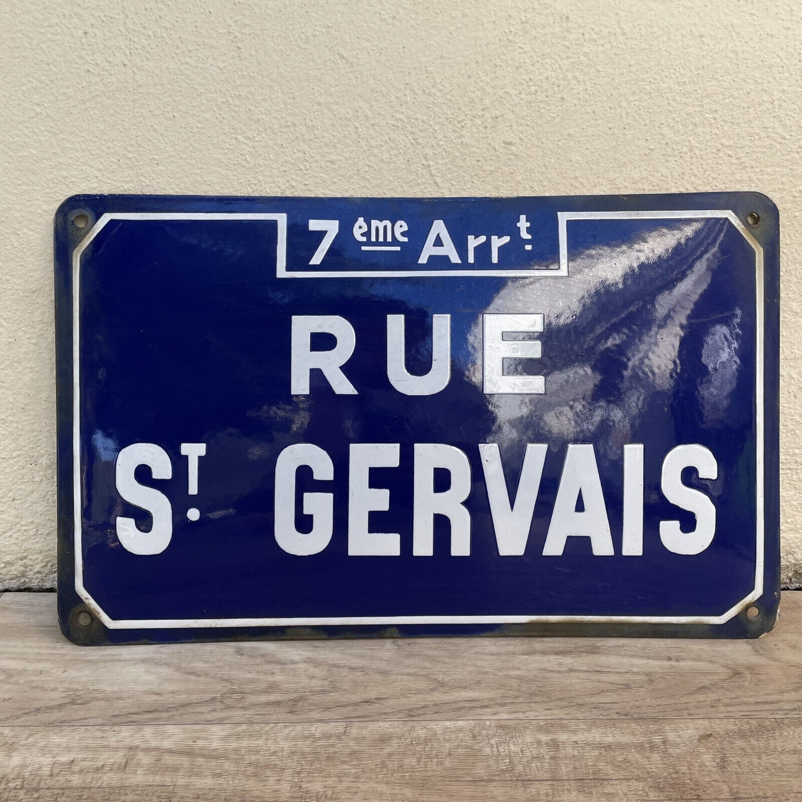 Old French Street Enameled Sign Plaque arched bombed - vintage St GERVAIS1501255 - Fleamarketfrance