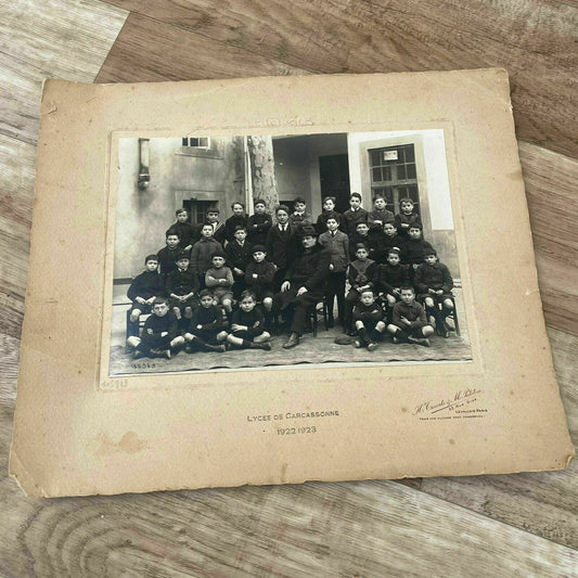 Vintage French School Class Getting Picture Photo Carcassonne 1923 15022125 - Fleamarketfrance