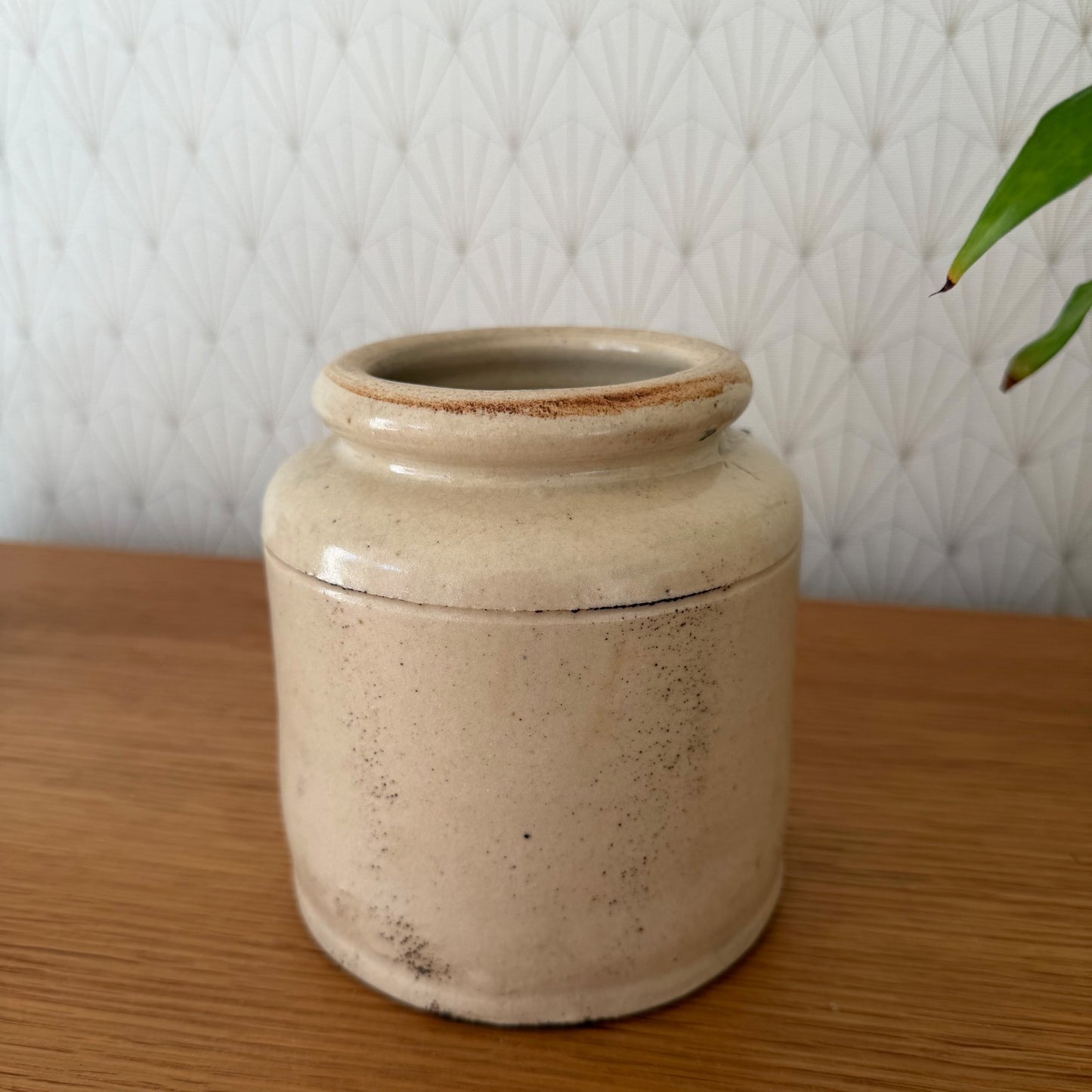 Antique French Stoneware Jar Mustard Pot Beige Kitchen Crock 1801265 Unmarked