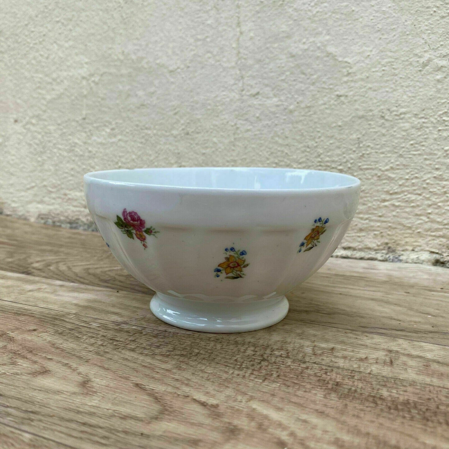 French Porcelain Bowl Vintage Floral Breakfast Cereal France 08112019 J.G. Durand, Cristal d'Arques