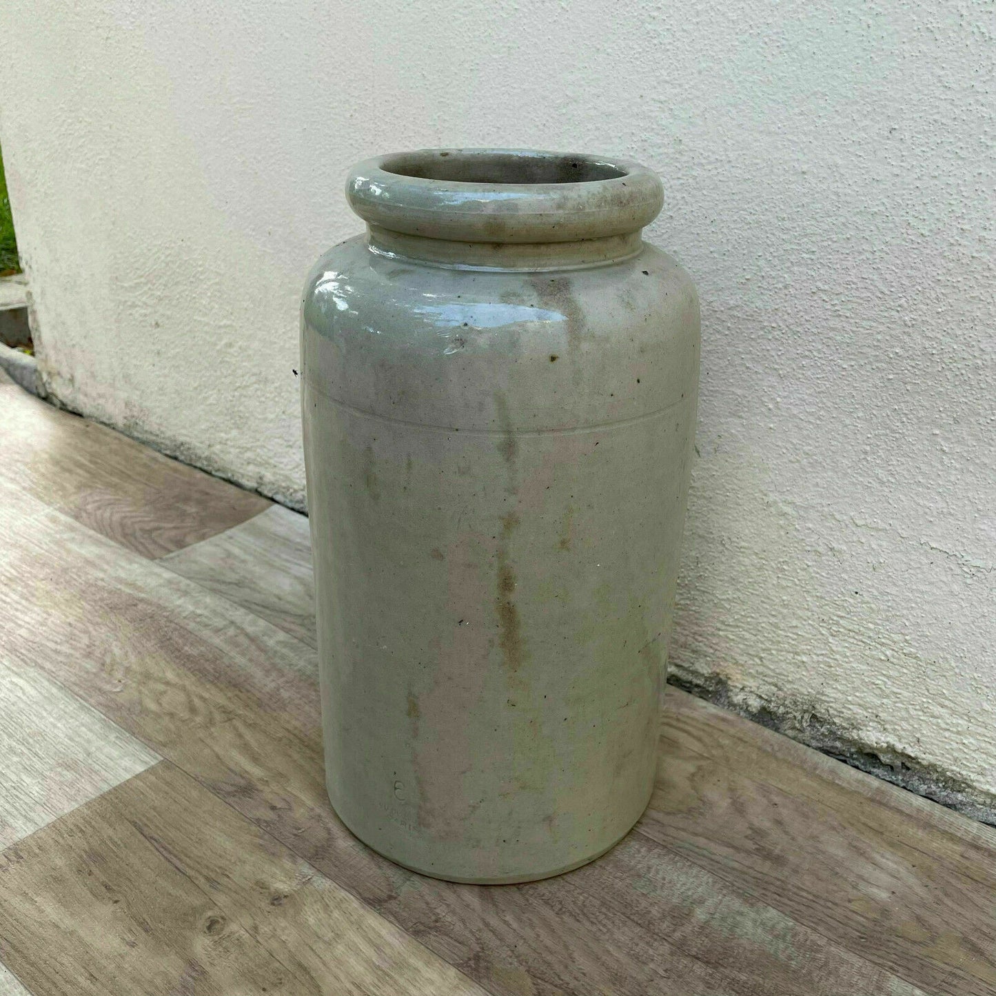 Antique French Stoneware Crock Grey Glazed Paris Pottery Large 2109213 Unmarked