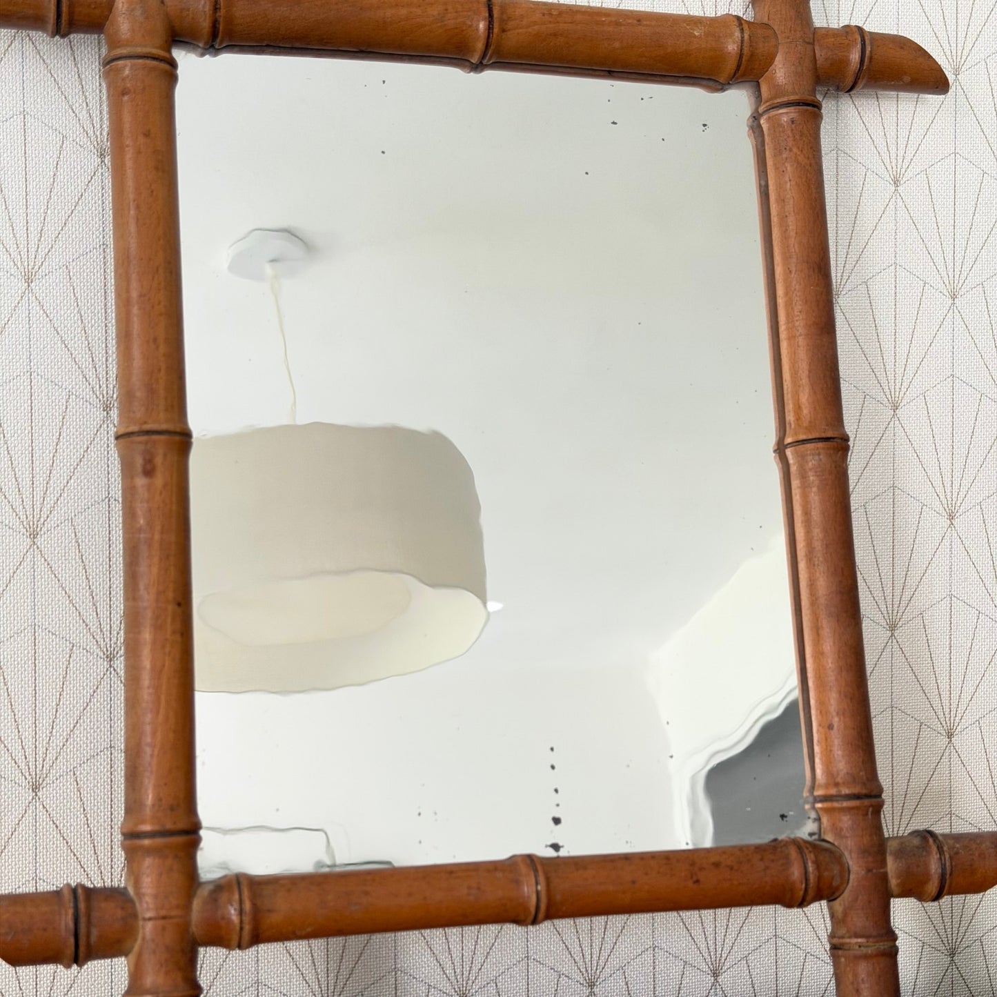 Vintage French wood faux bamboo  WALL-HANGING MIRROR 0210252
