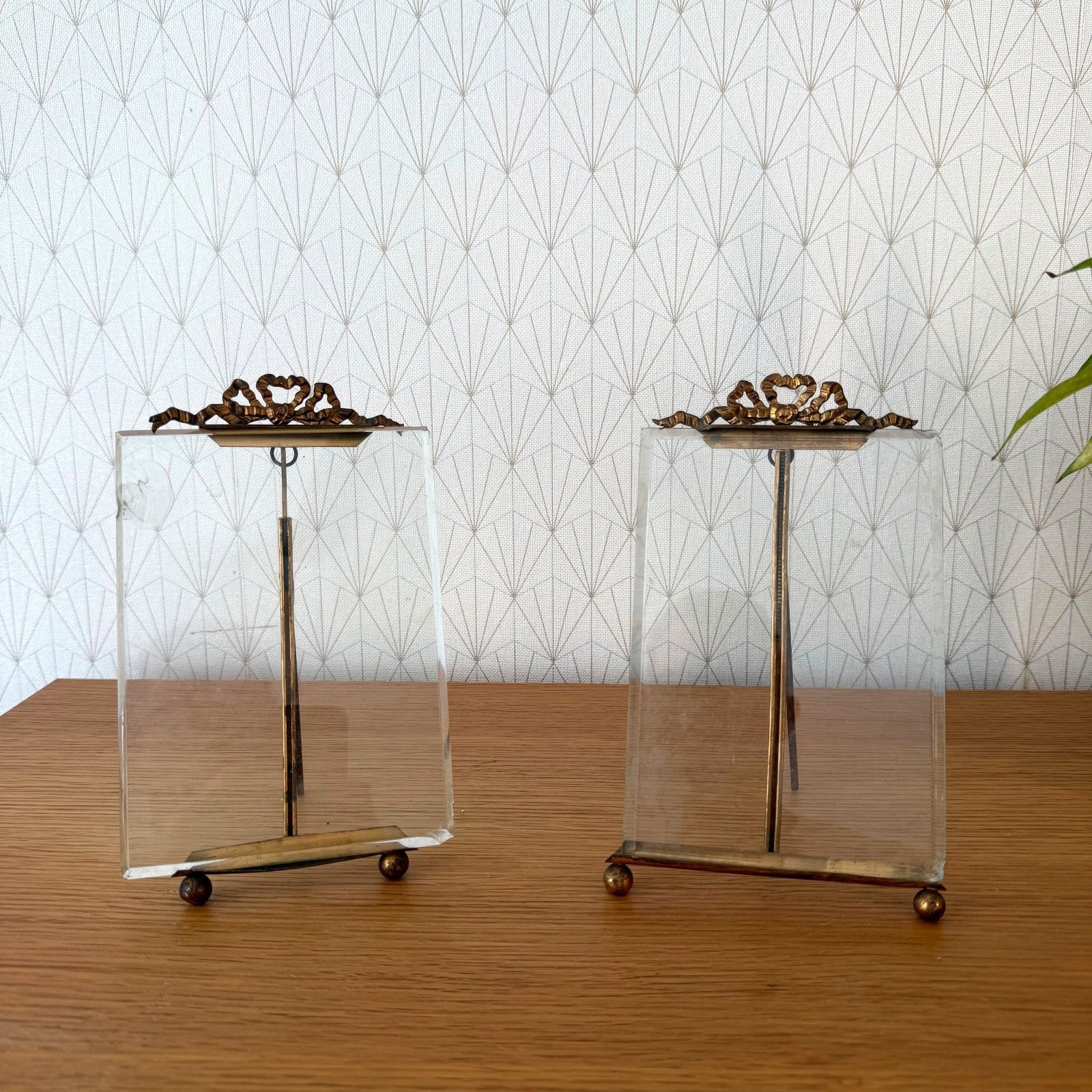 Vintage Brass Picture Frames Set of 2 French Glass Photo Display 10062613 Fleamarketfrance