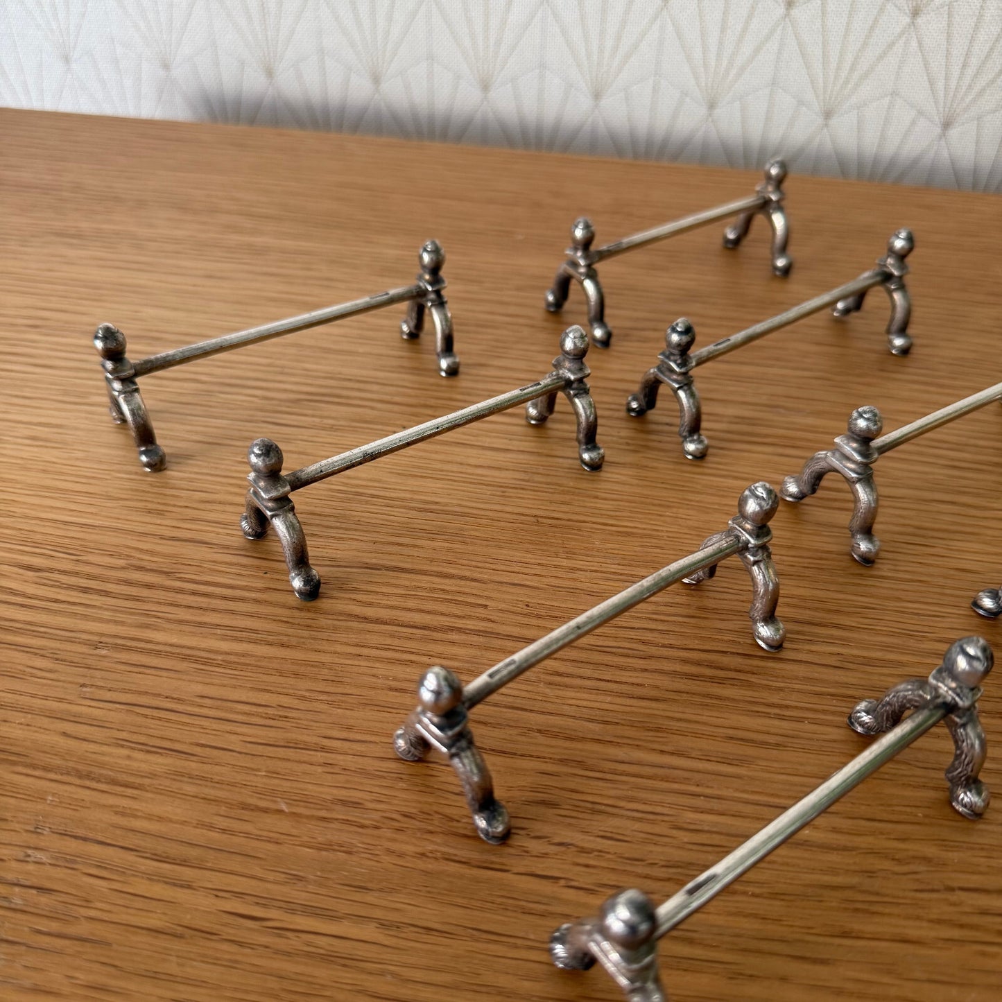 Vintage Swiss Wiskemann Silver Plated Knife Rests Set of 11 Figural 2205257 wiskermann
