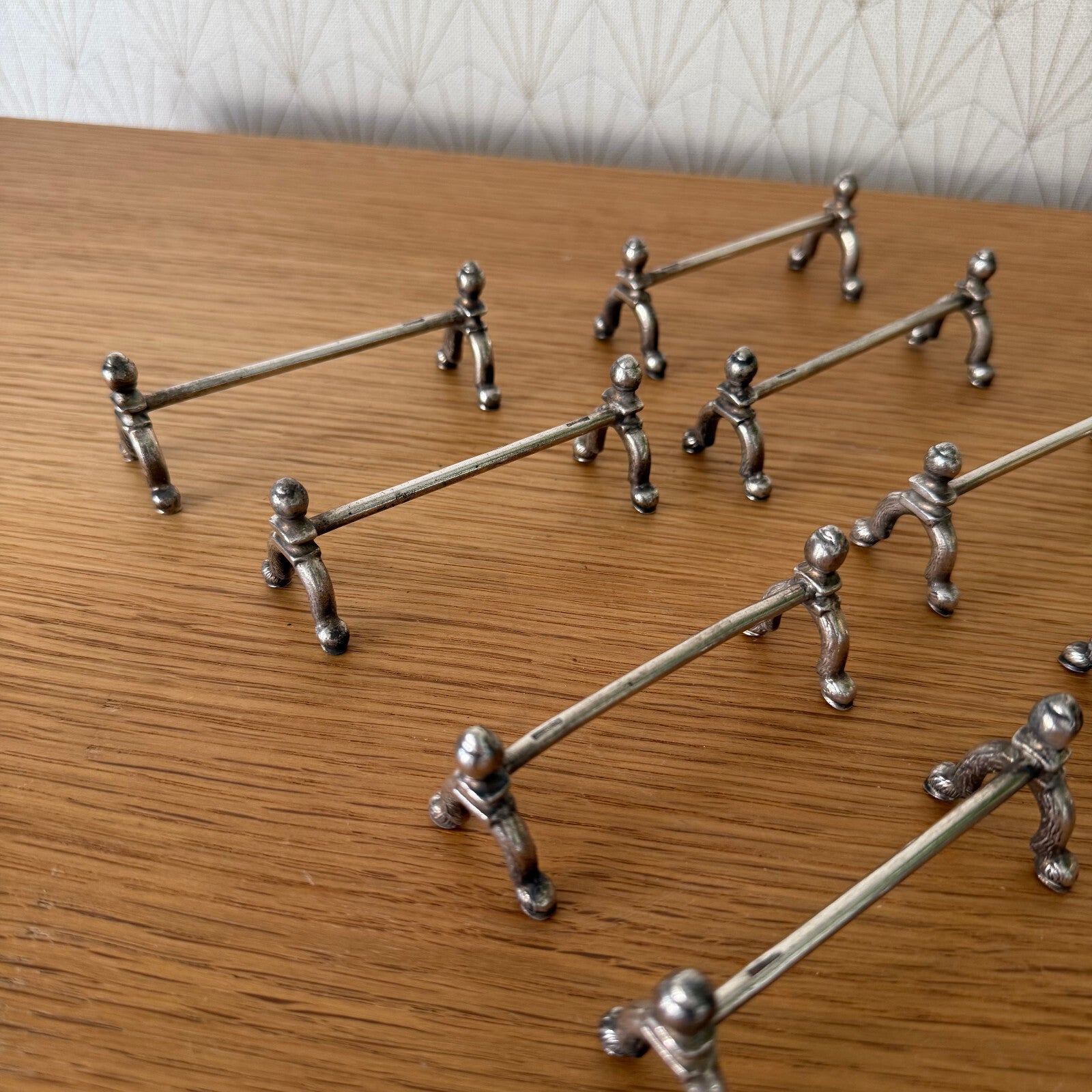 Vintage Swiss Wiskemann Silver Plated Knife Rests Set of 11 Figural 2205257 wiskermann