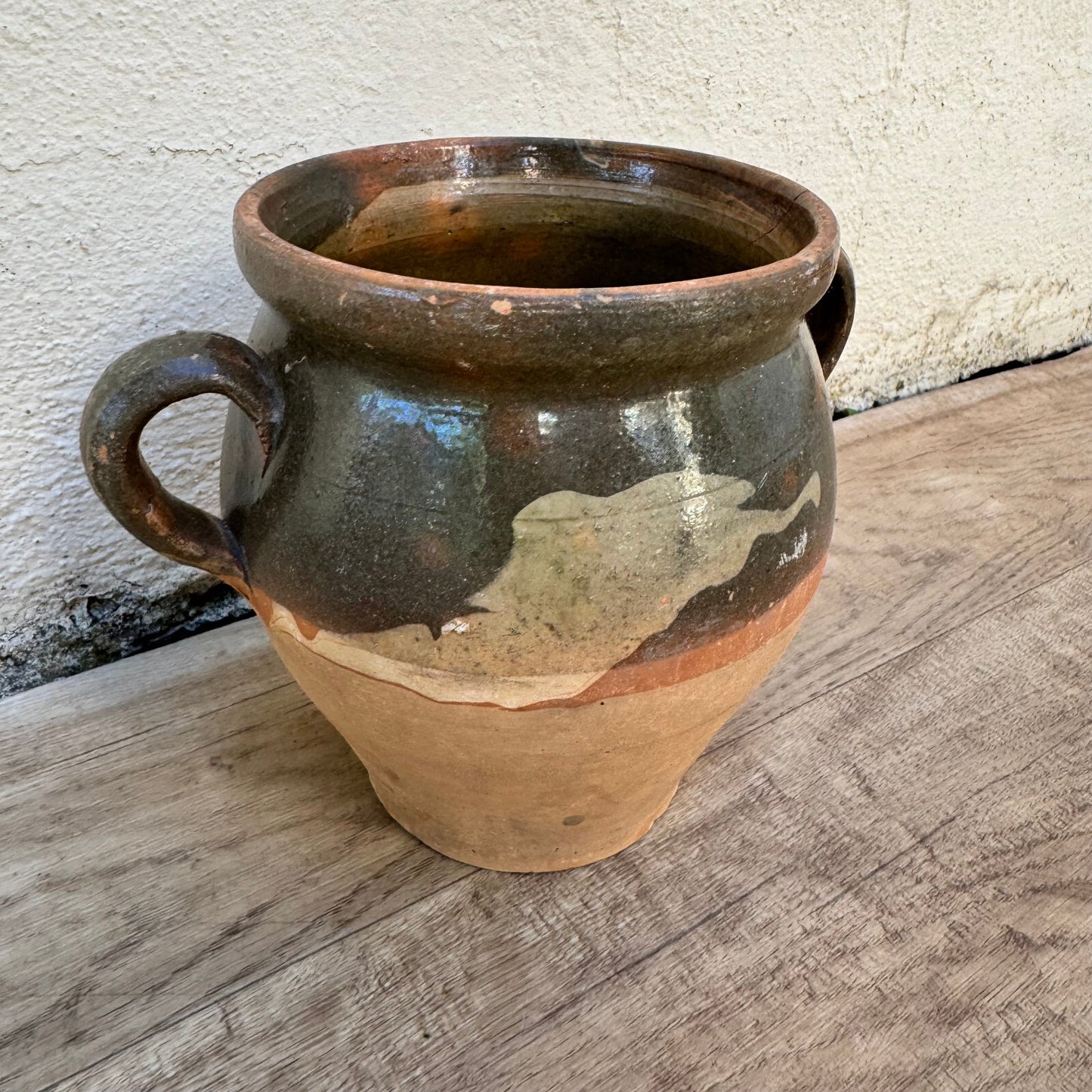 French Confit Pot Terracotta Glazed Two Handles Vintage 1810235 Unmarked