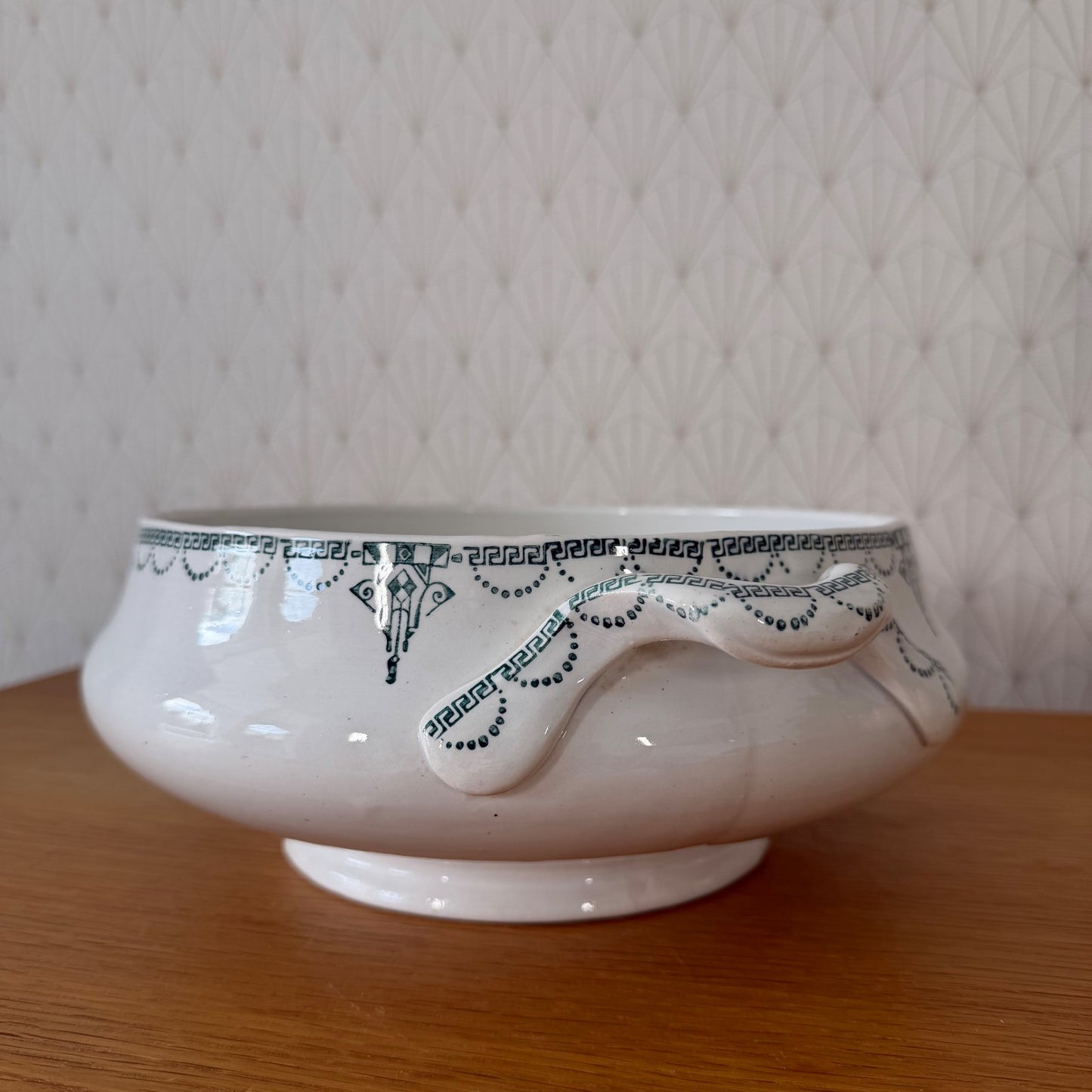 French Antique White Earthenware Tureen St Amand Terre de Fer 2502262 Fleamarketfrance