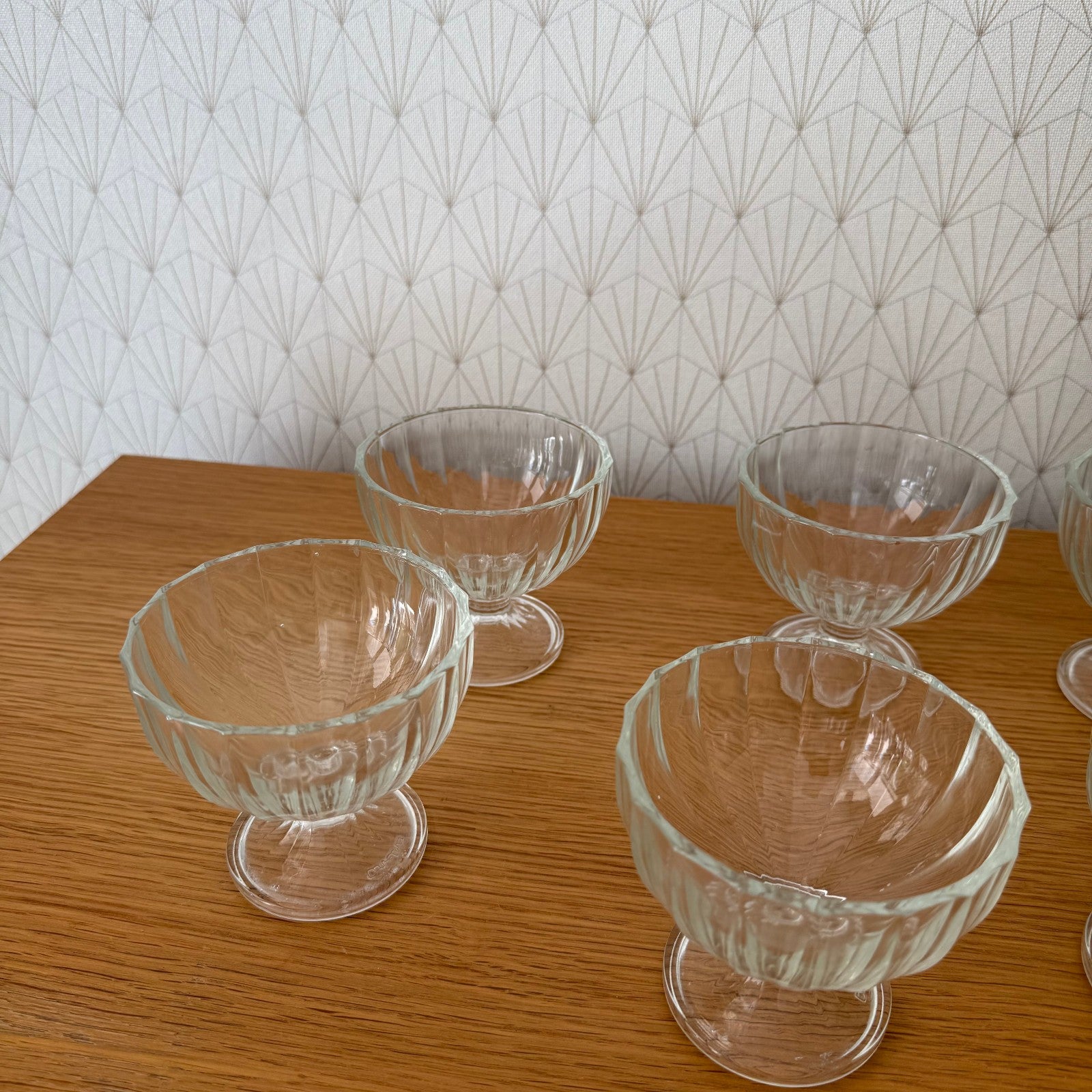 Vintage Italian Glass Dessert Bowls Set of 6 Footed Ice Cream Cups 2908251 glass