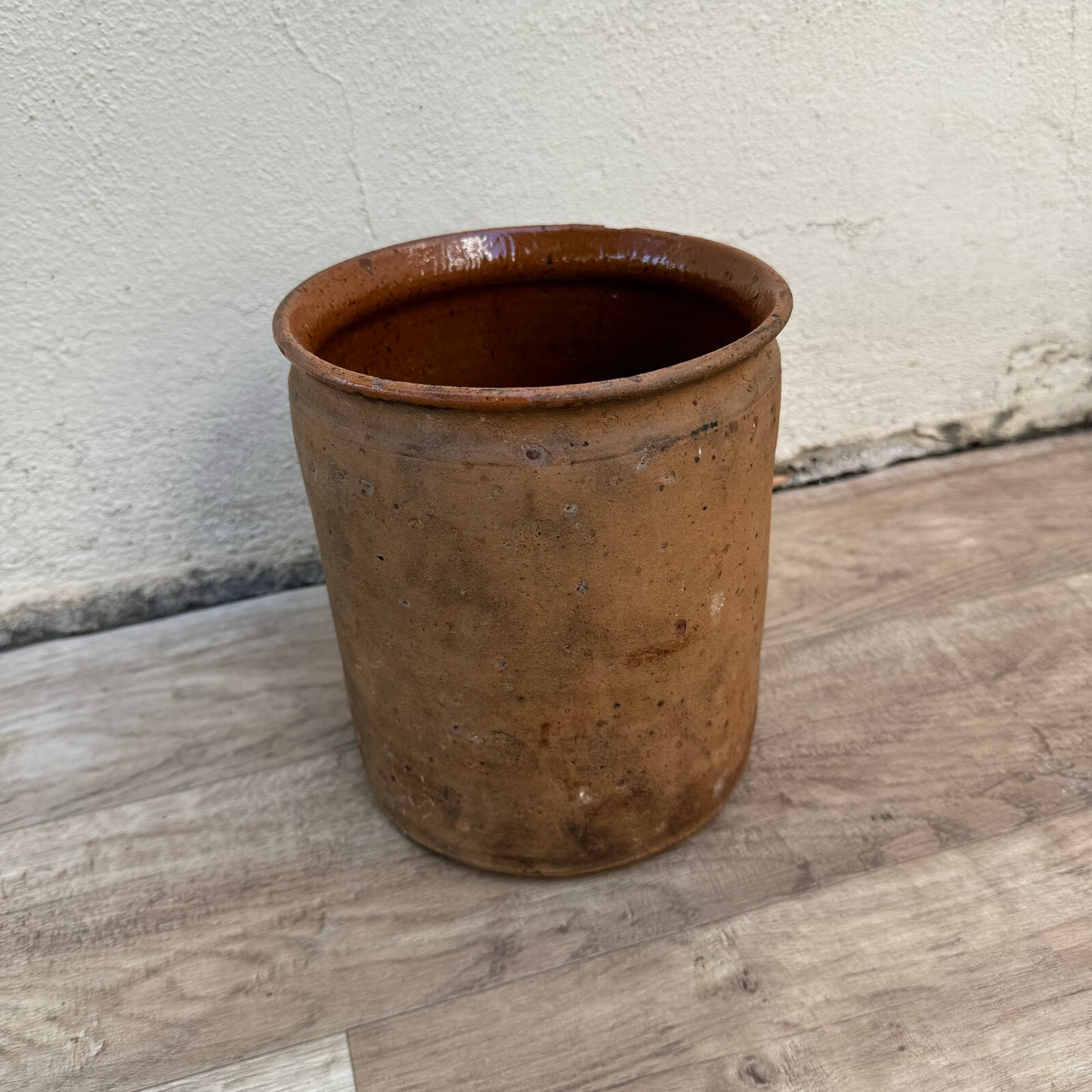 Antique French Confit Pot Terra Cotta Glazed Pottery 7.5" Kitchen 3008247 Unmarked