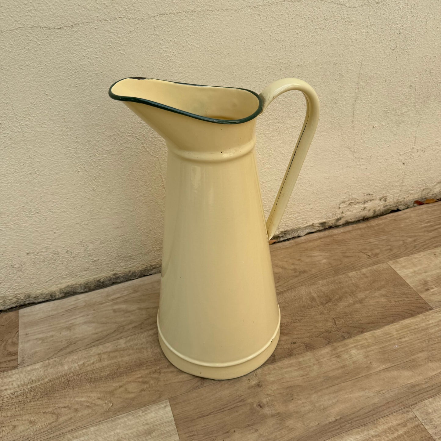Vintage Enamel pitcher jug water enameled beige 29082413 Fleamarketfrance