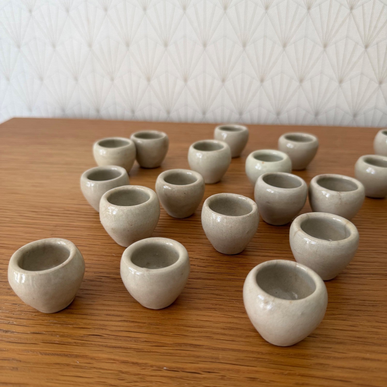 French Escargot Pots Set 12 Vintage Stoneware Snail Cups Pinch Bowls 2805261 Unbranded