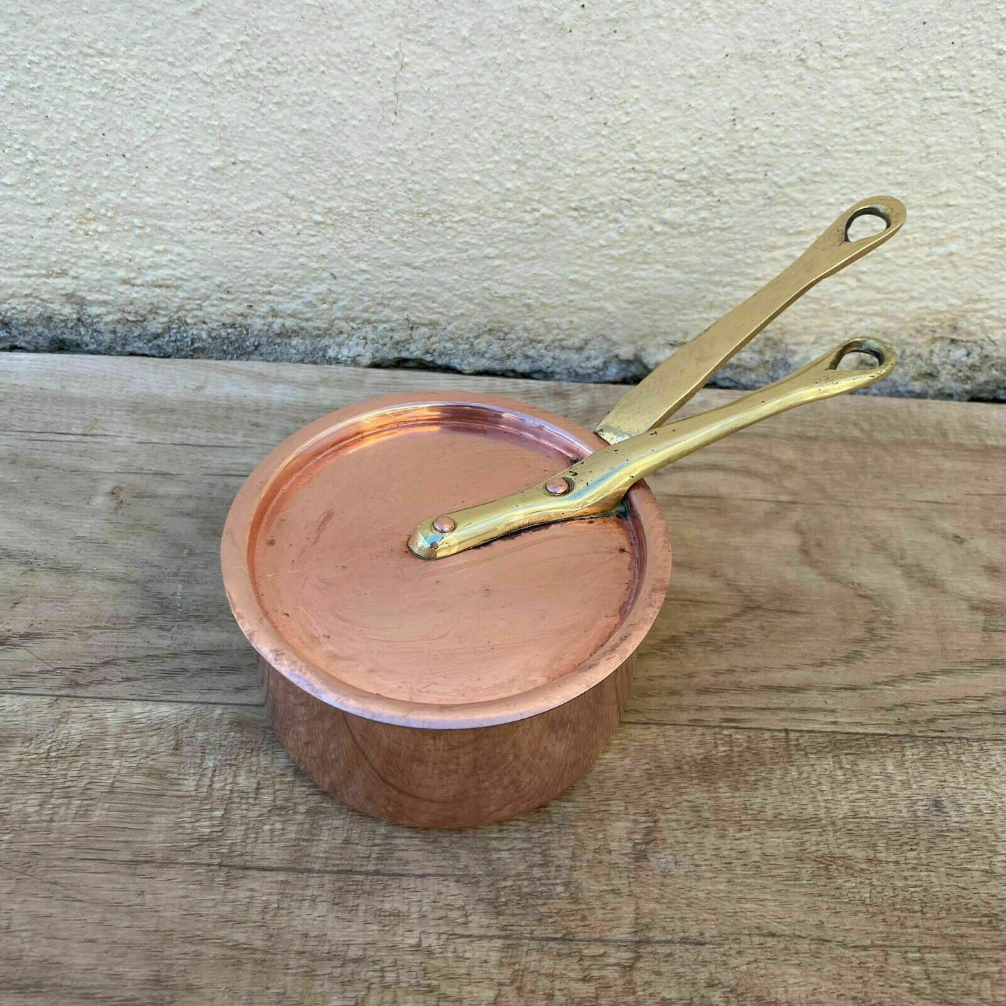 French Copper Saucepan Tin Lined Jaffier Parsi Avignon Lid 9cm 2009203 dehillerin