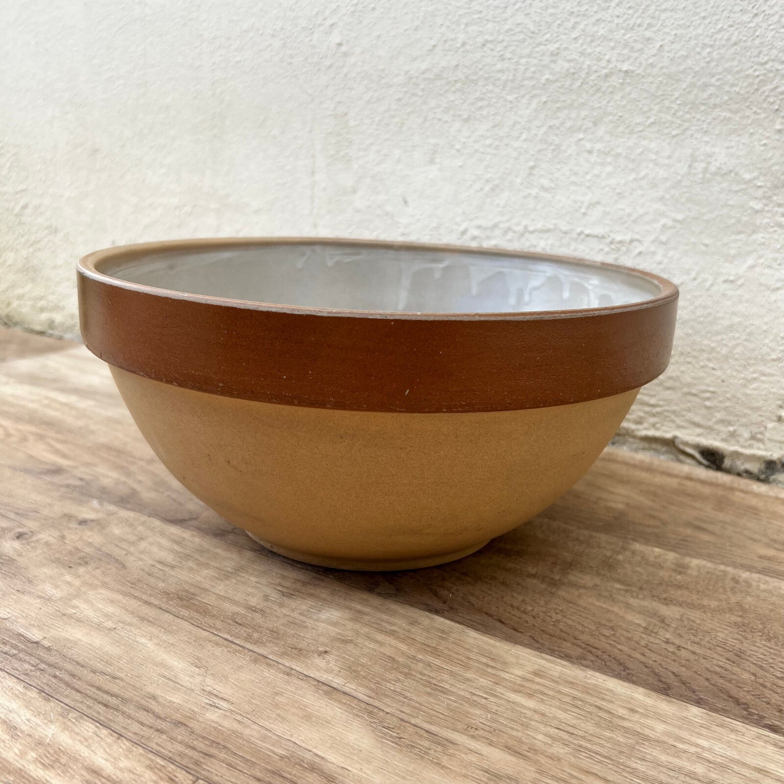 Vintage French Stoneware Mixing Bowl Brown Glazed Kitchen Tian 11" 02102210 Unbranded
