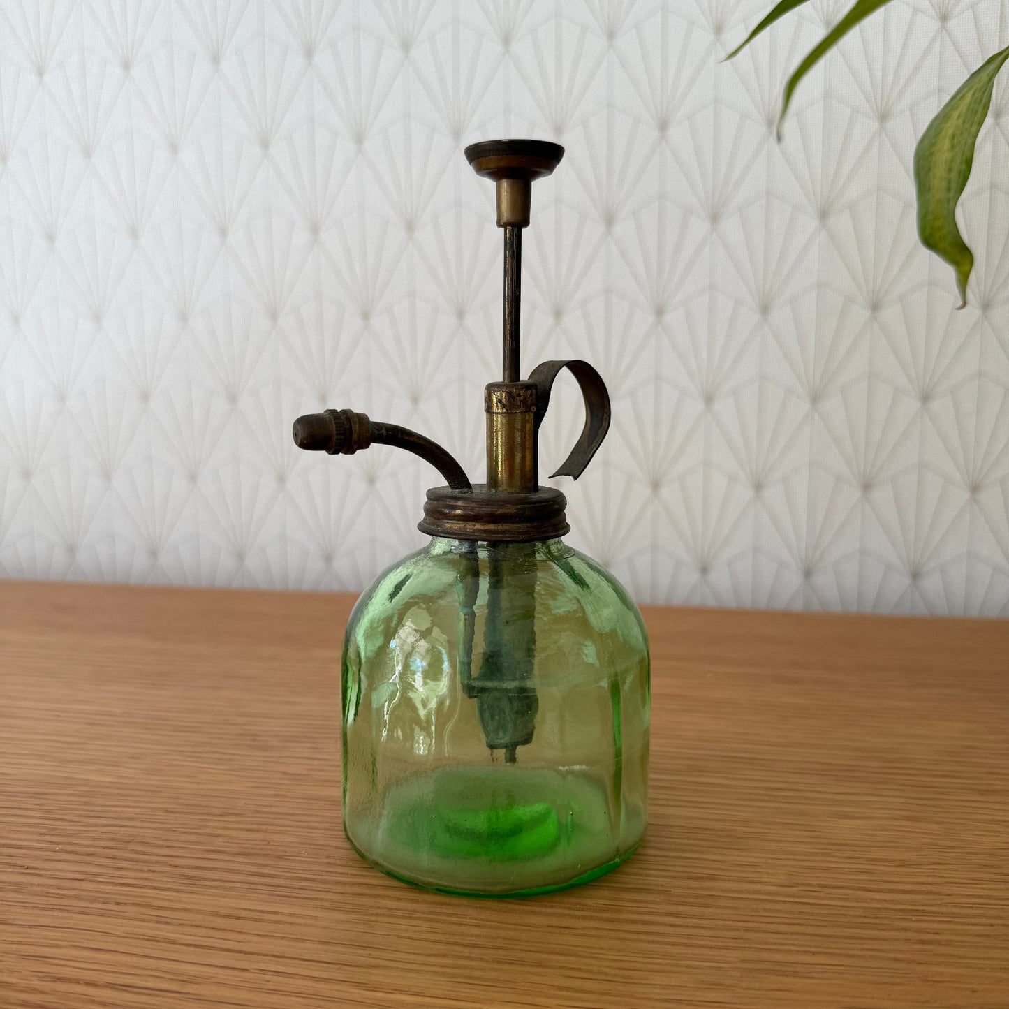 French Vaporiser Glass Ribbed Brass Top Vintage Plants 1907252