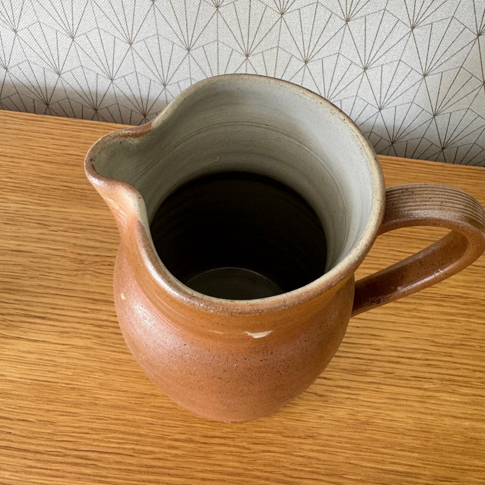 French Stoneware Pitcher Brown Ceramic Jug Vintage 7.5" Rustic 0808243 Unbranded