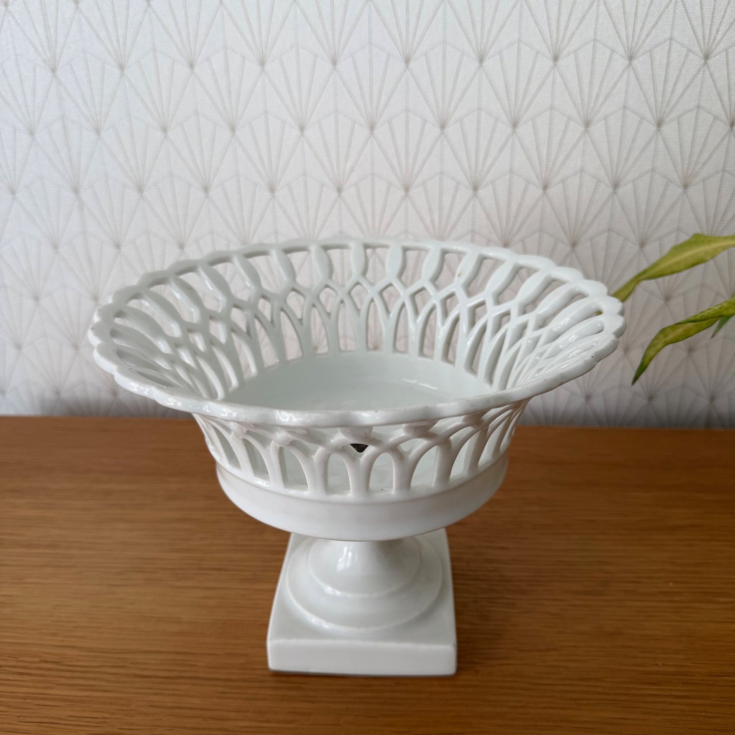 Vintage French White Porcelain Reticulated Footed Compote 0708261 Fleamarketfrance