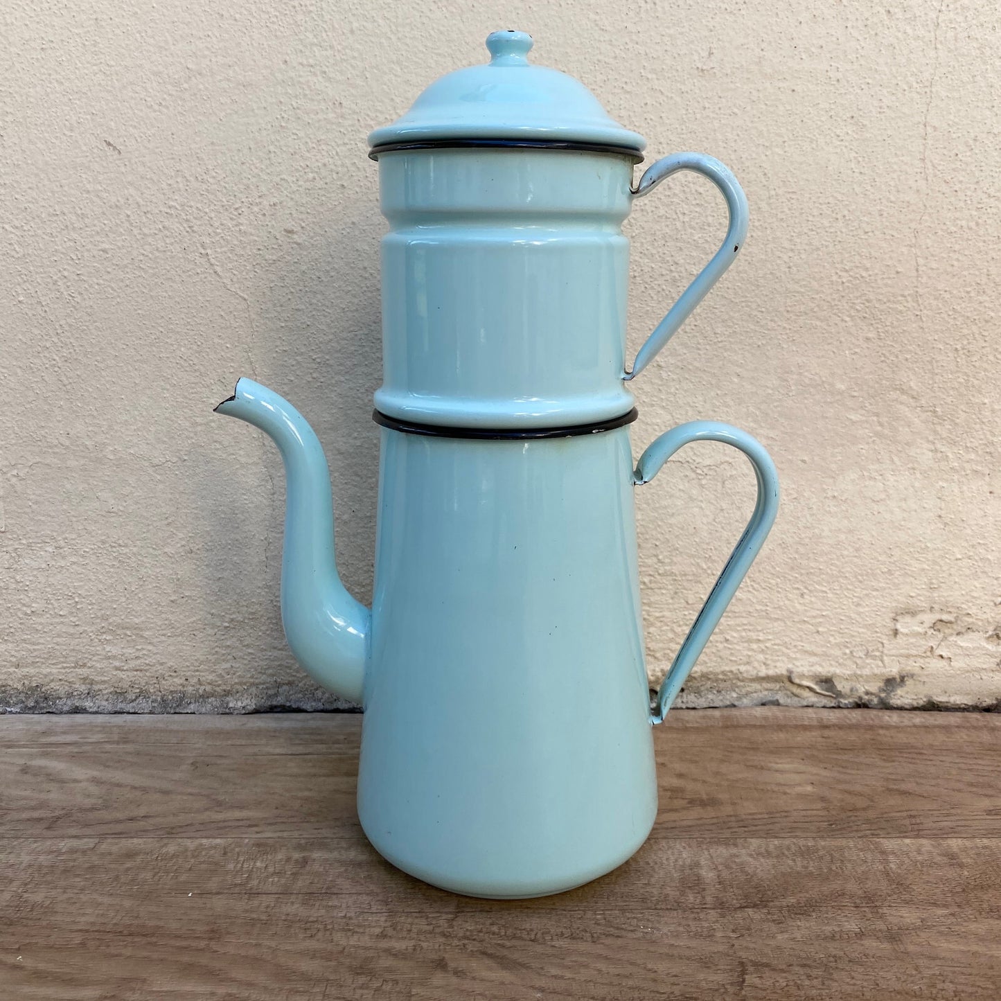 Vintage French Enamelware Enameled Blue Enamel Coffee Pot 2903258