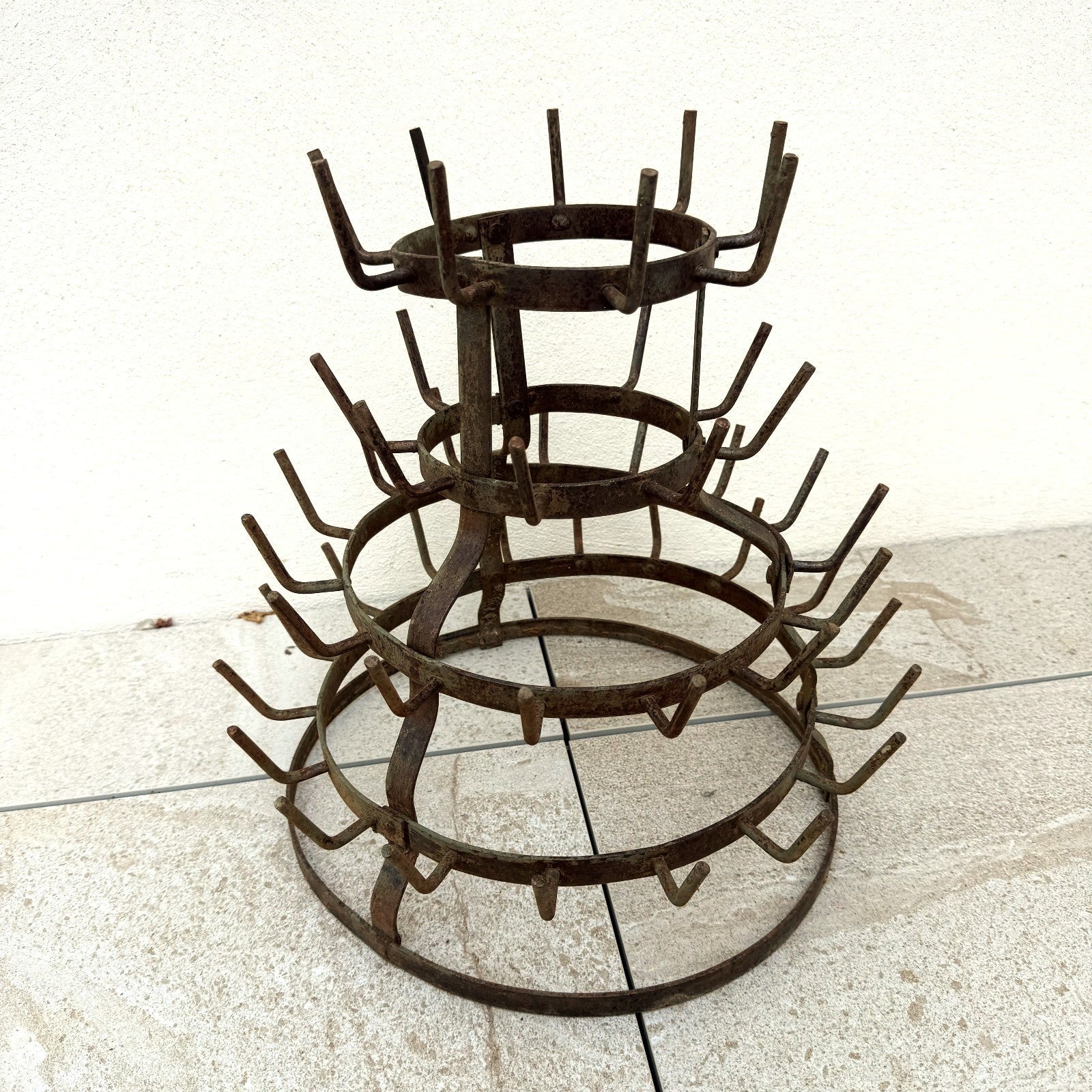 French Wine Bottle Drying Rack Wrought Iron Antique 1900s Vintage 2505262 Fleamarketfrance
