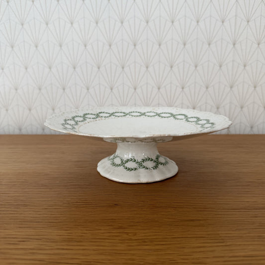 Antique Ridgways Laurier Compote Pedestal Stand Green White 1509261 Fleamarketfrance