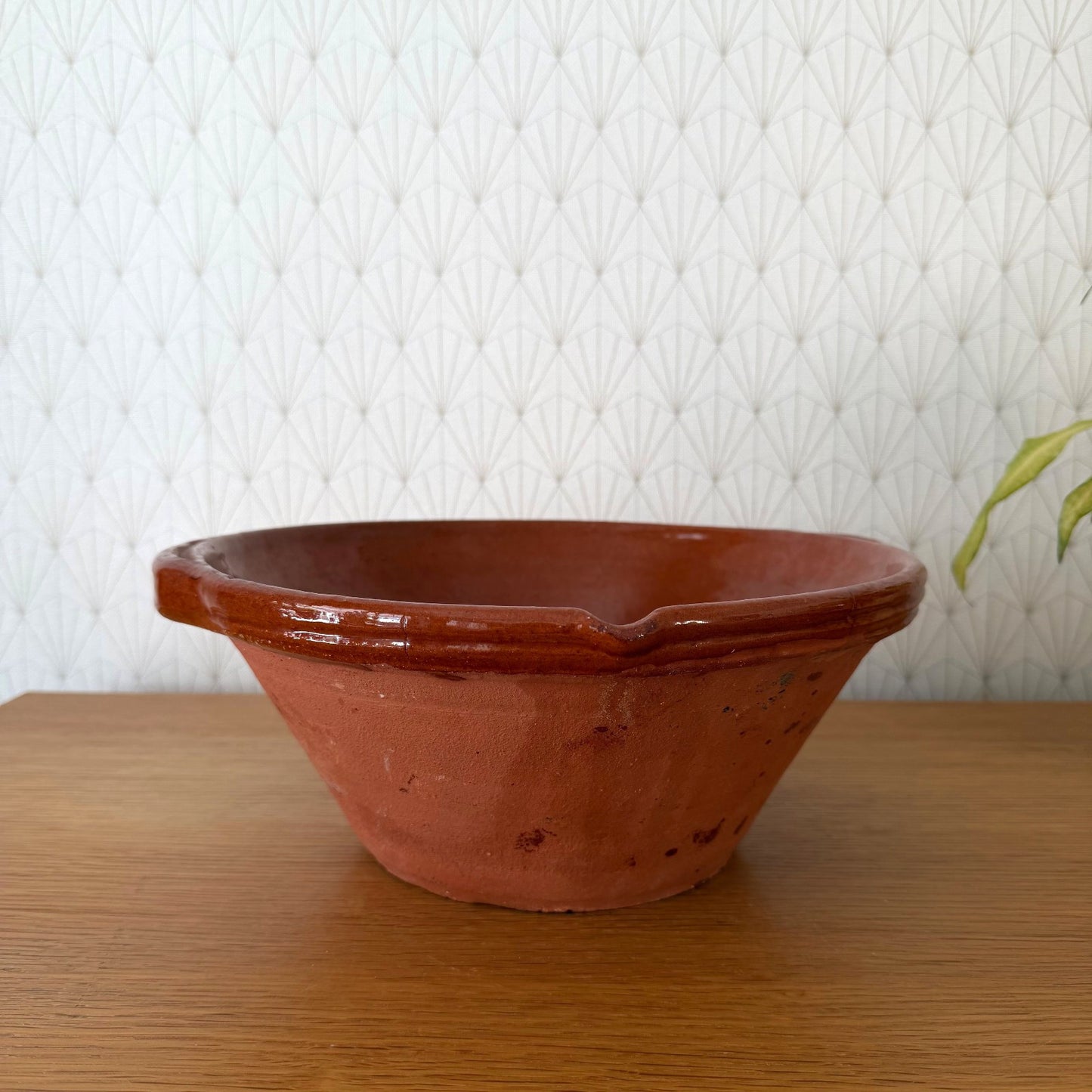 Vintage French Terracotta Glazed Mixing Bowl Rustic Pottery Tian 14072613 Fleamarketfrance