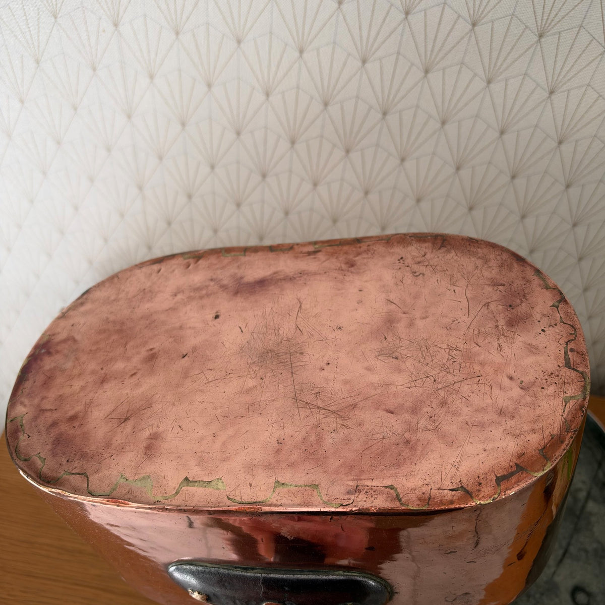 French Antique Copper Dovetailed Braising Pan with Lid 19c 2909267