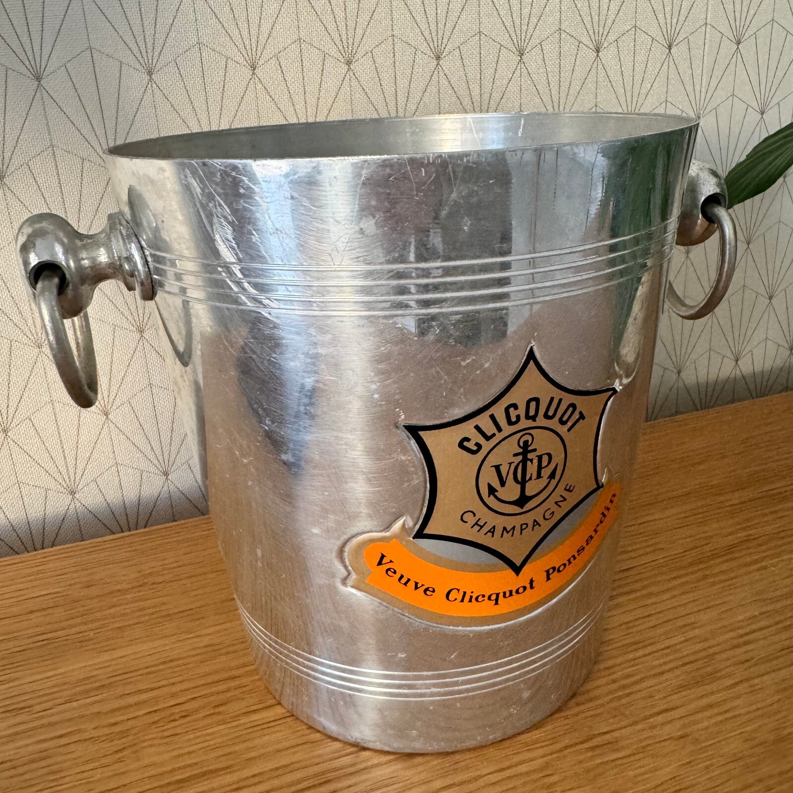 Vintage Veuve Clicquot Champagne Bucket Ice Cooler French Silver 0708241 Veuve Clicquot